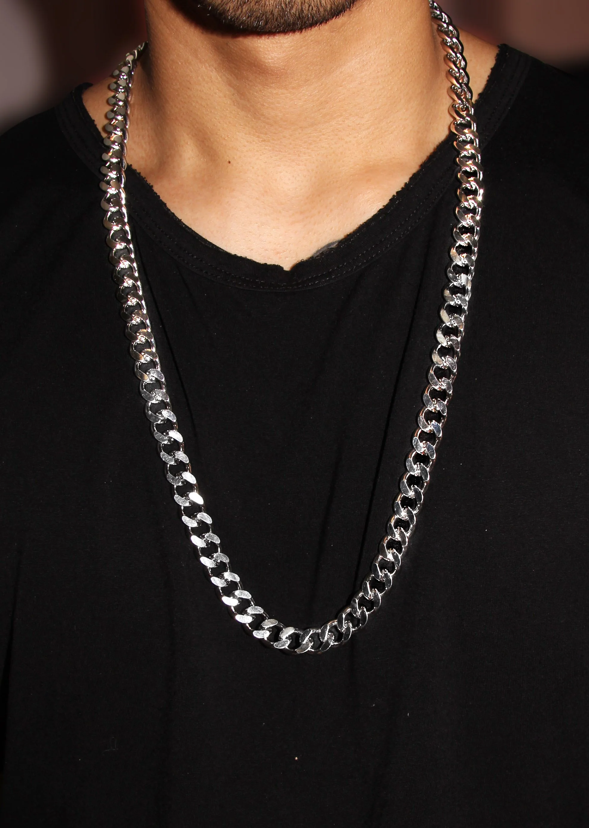 White Gold Plated Mens Cuban Curb Chain - Image 6
