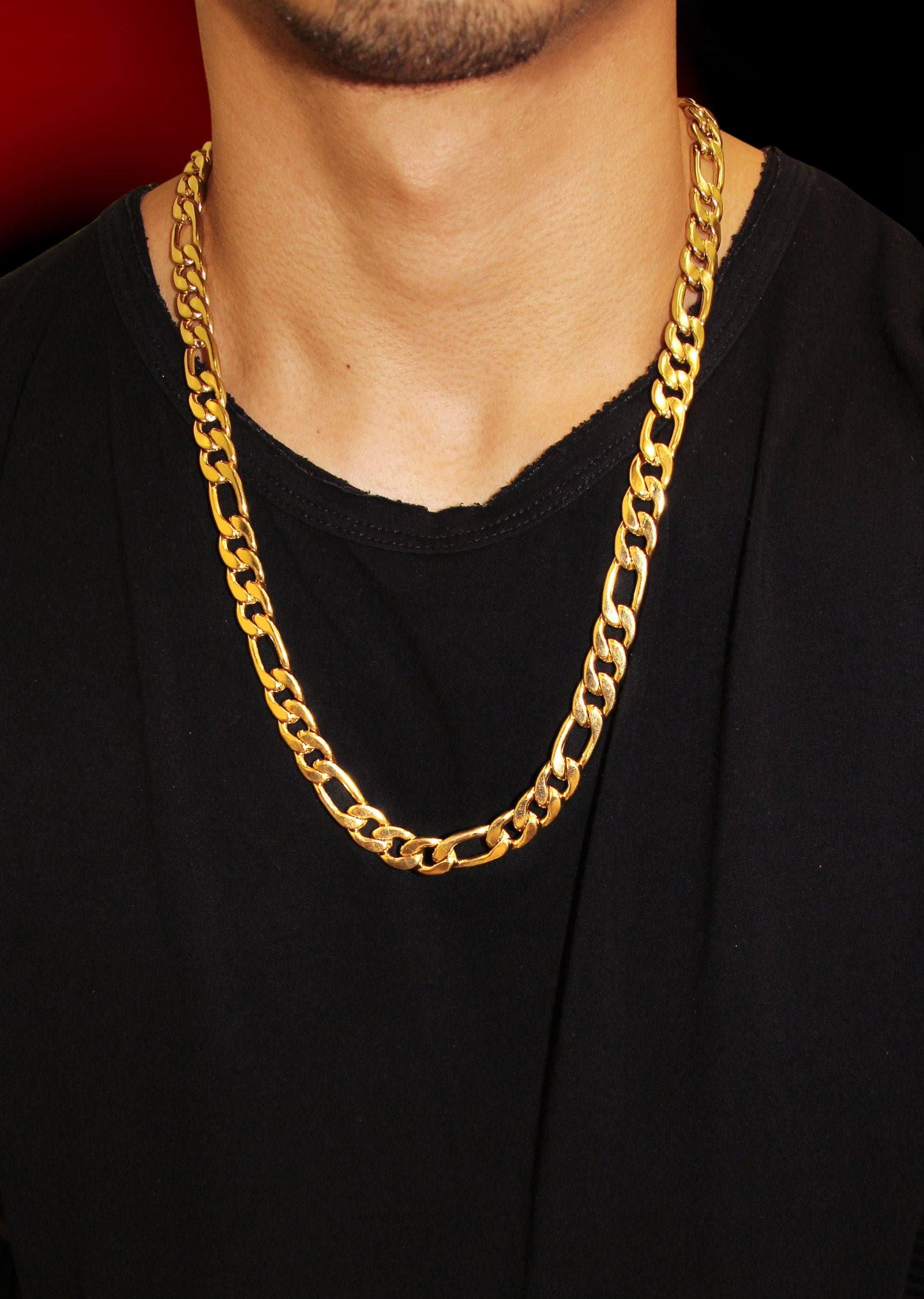 Gold Plated Mens Figaro Chain - Image 6