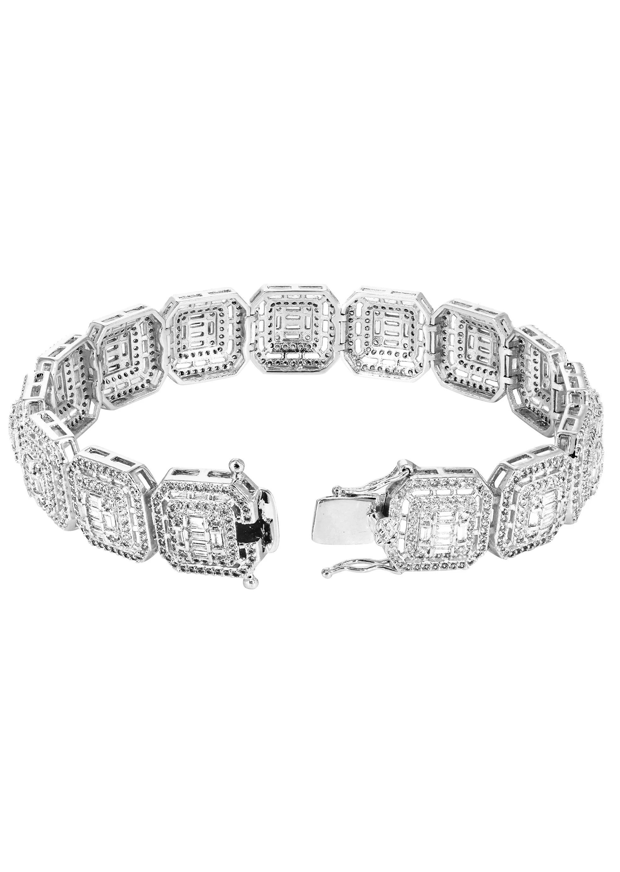 White Gold Plated Iced Out Square Cluster Bracelet - Image 2