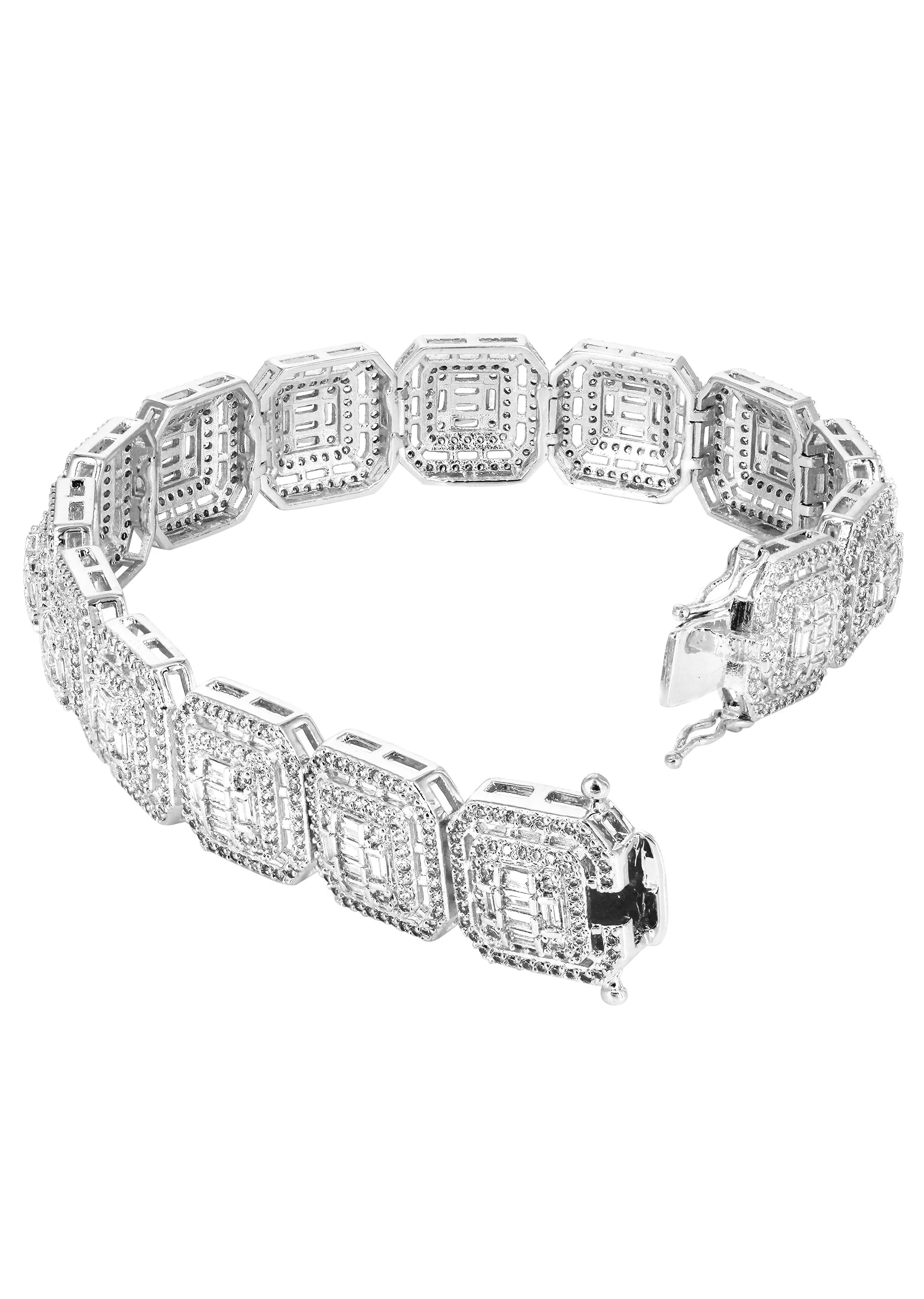White Gold Plated Iced Out Square Cluster Bracelet - Image 3