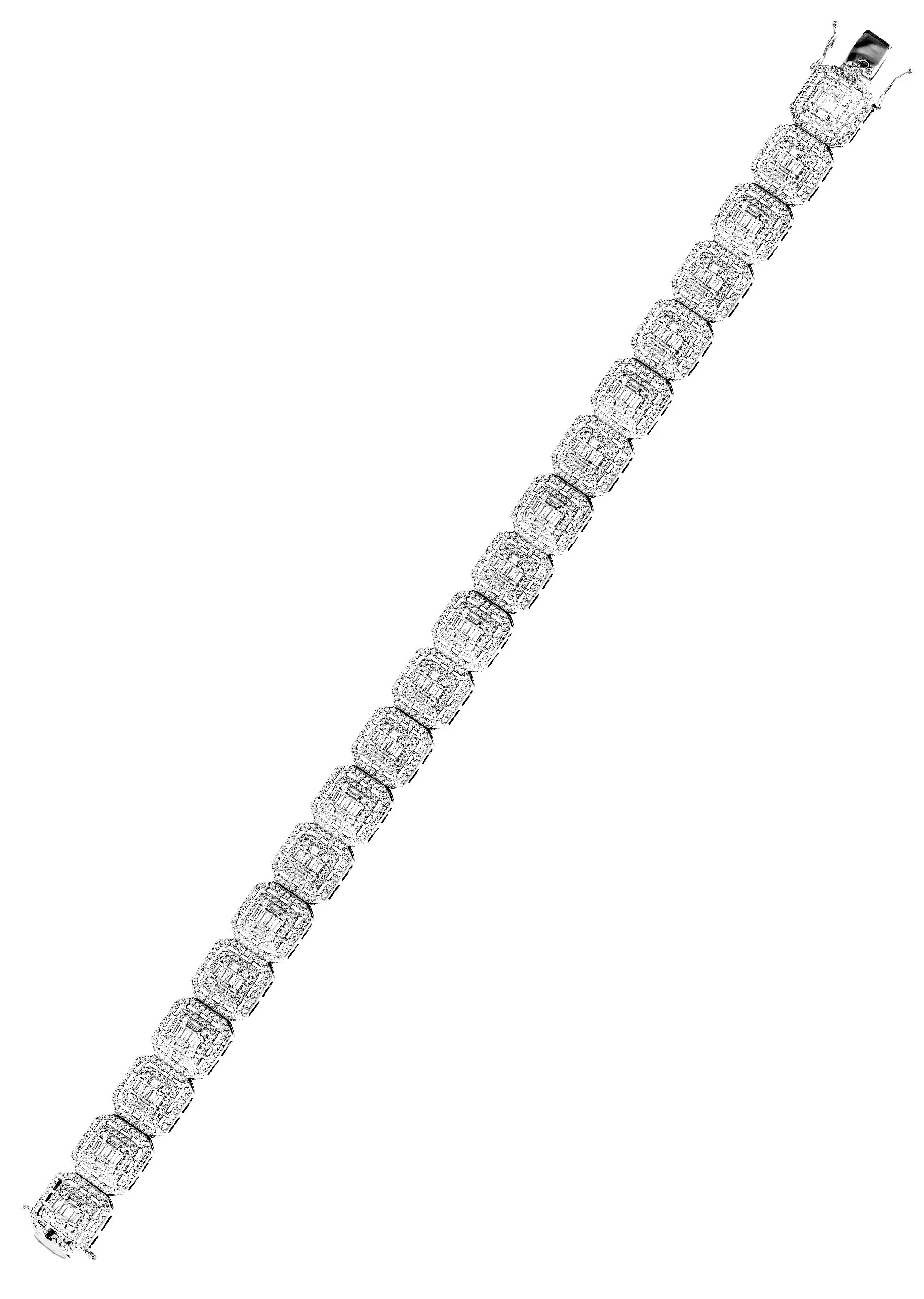 White Gold Plated Iced Out Square Cluster Bracelet - Image 4