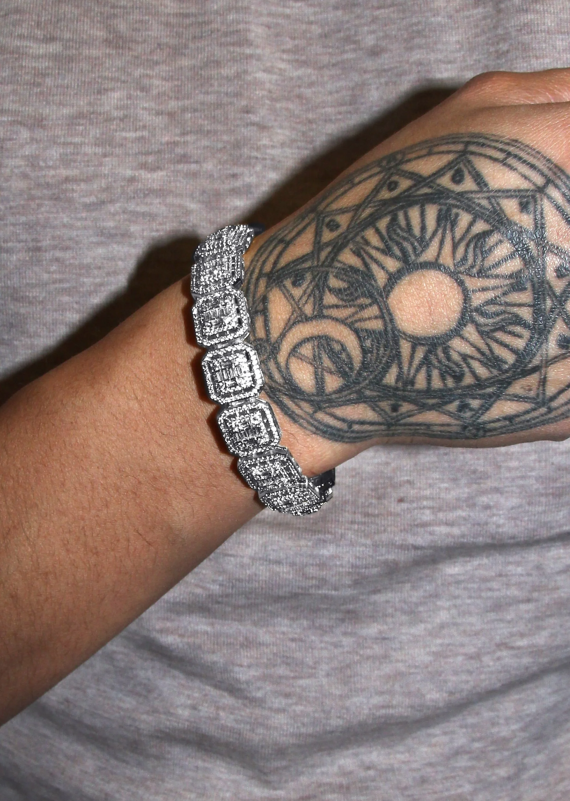 White Gold Plated Iced Out Square Cluster Bracelet - Image 5