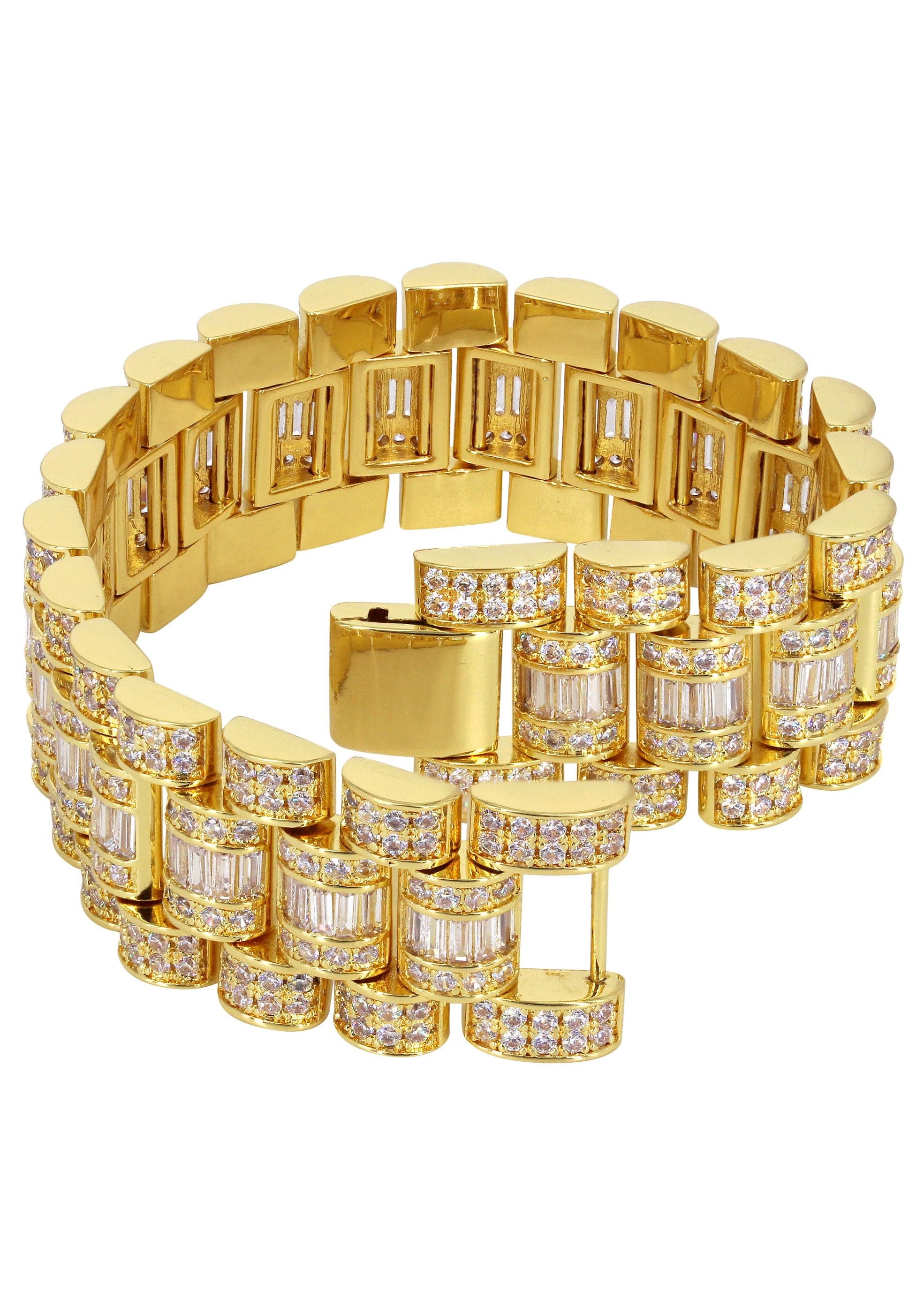 Baguette Presidential Bracelet Gold Plated - Image 3