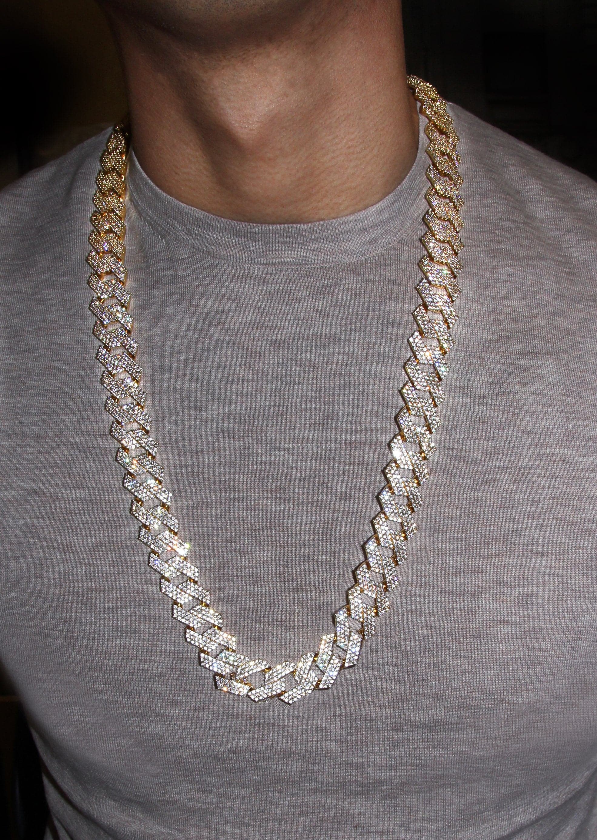 Iced Out Gold Plated Mens Prong Set Cuban Link Chain - Image 5
