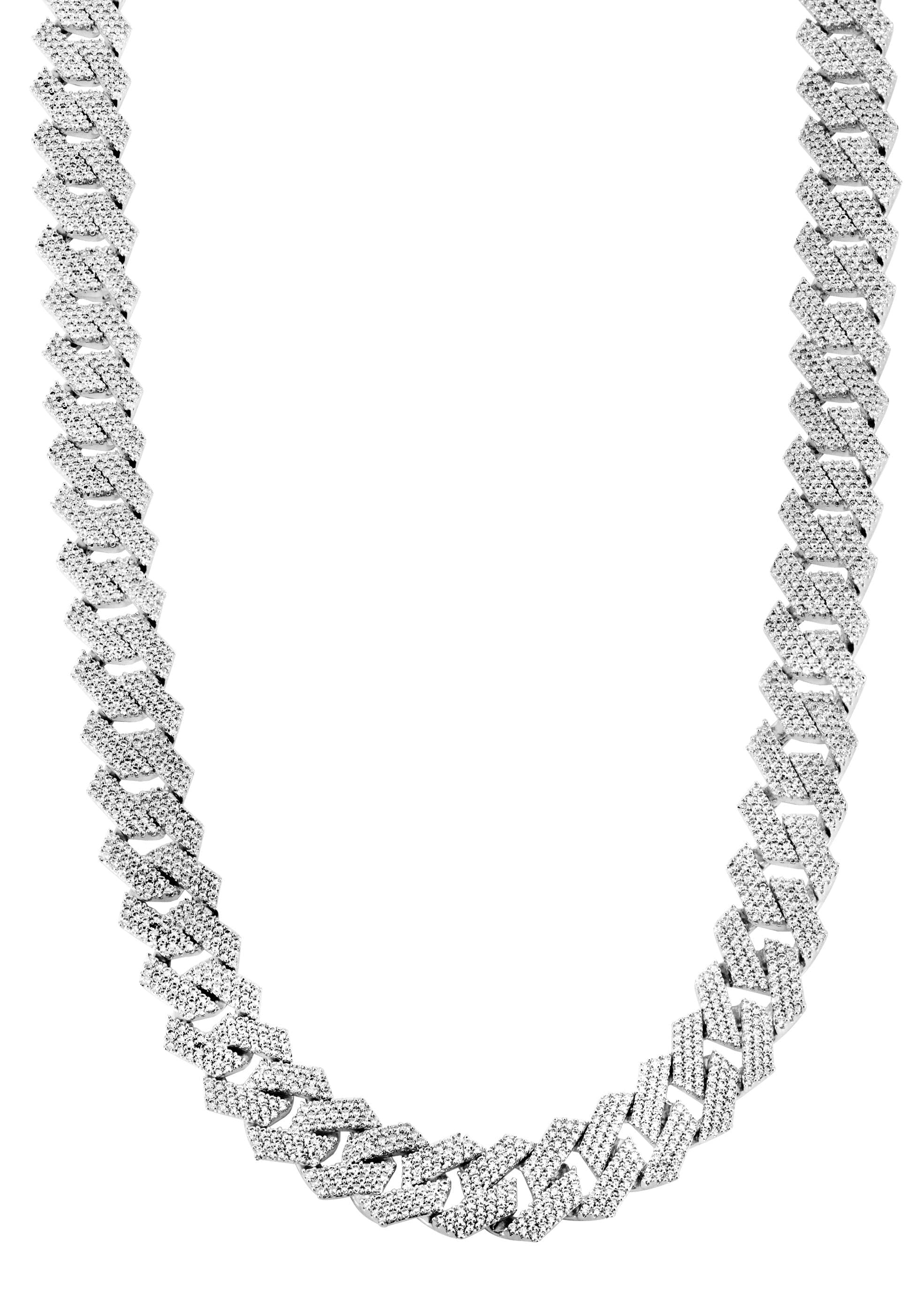 Iced Out White Gold Plated Mens Prong Set Cuban Link Chain - Image 2