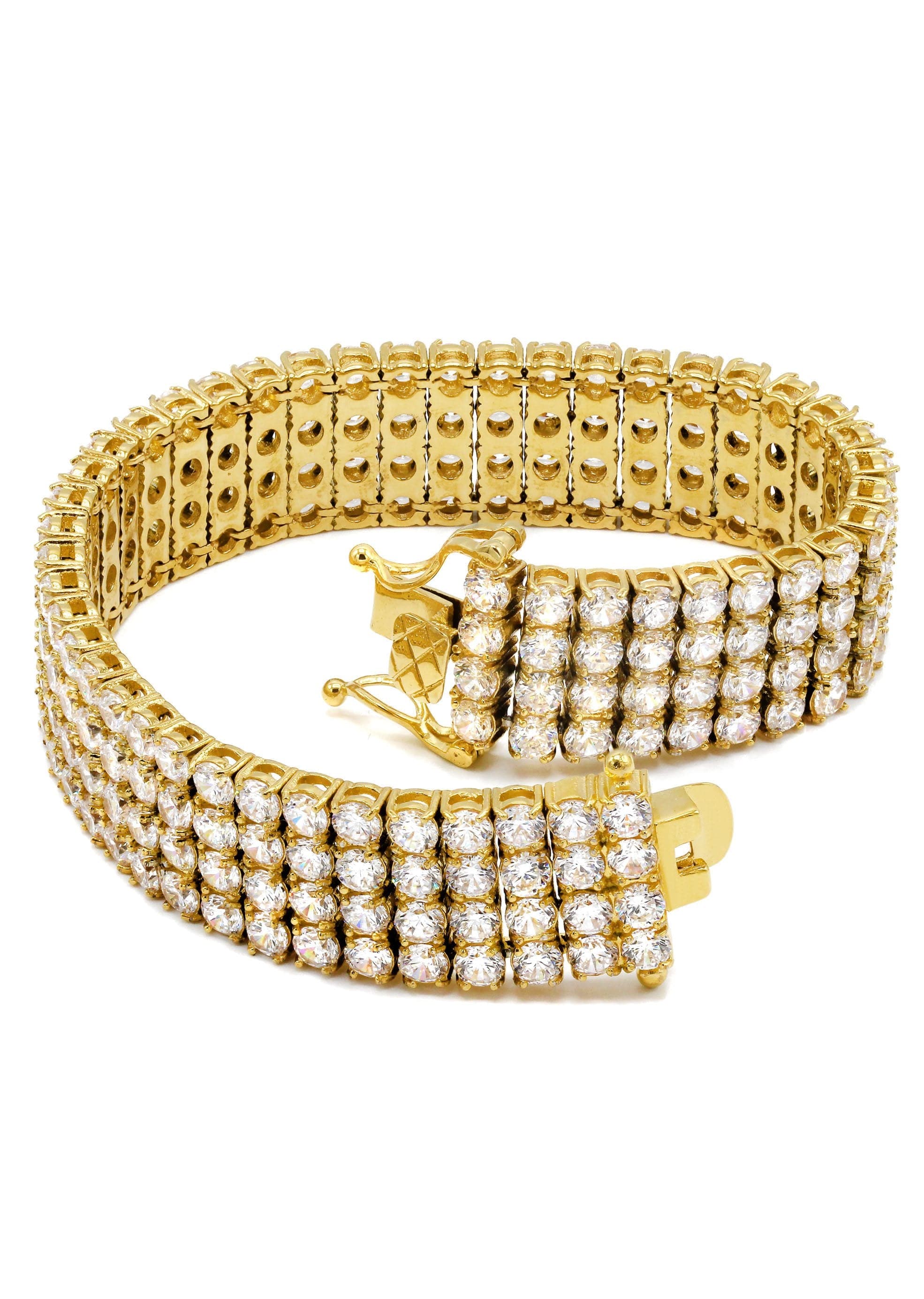 Gold Plated Four Row Tennis Bracelet - Image 4