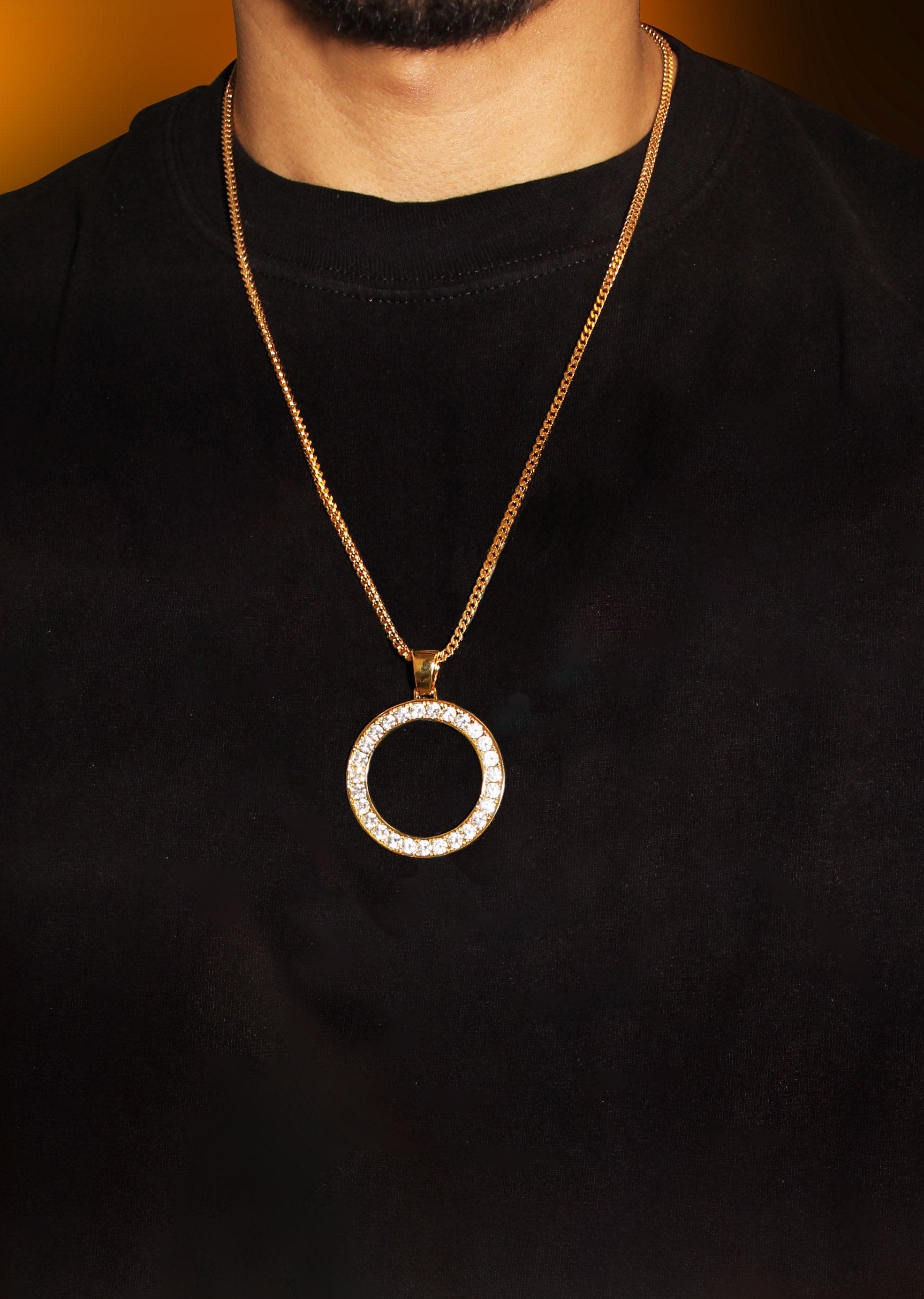 Mens Gold Plated Cuban Link Chain & Circle Pendant | Appx. 25 Grams - Image 8