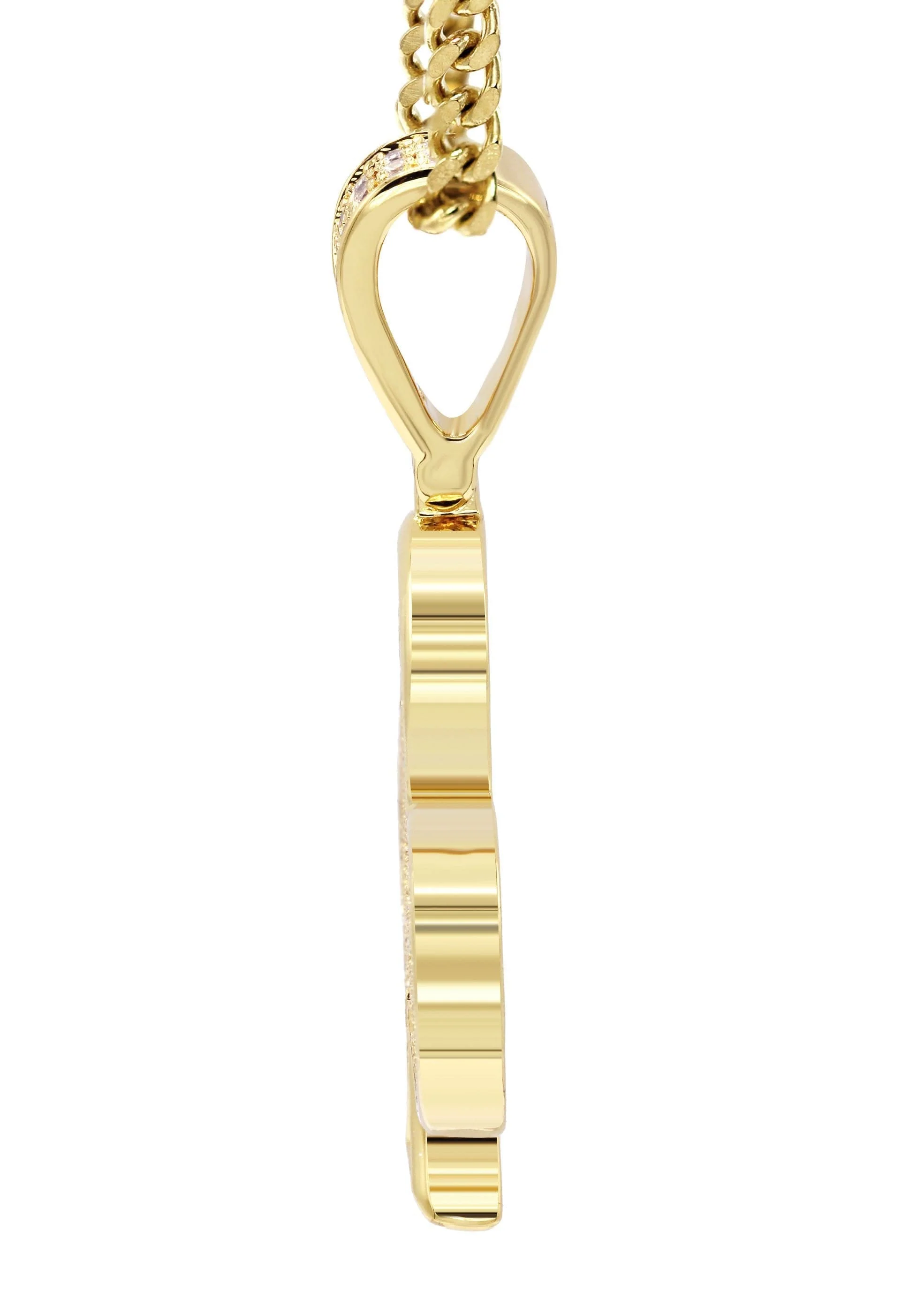Mens Gold Plated Cuban Link Chain & Clover Pendant | Appx. 18.8 Grams - Image 4