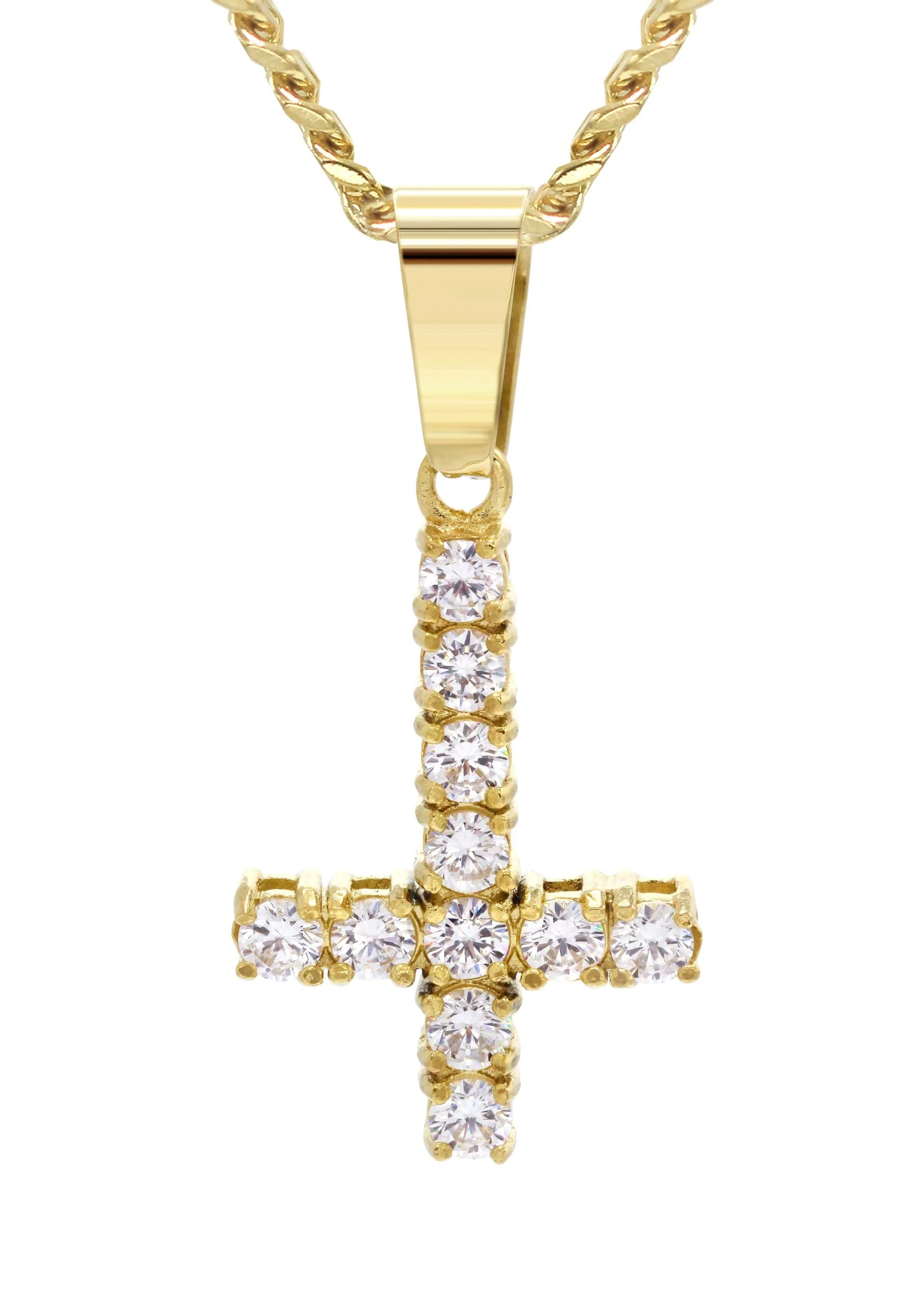 Mens Gold Plated Cuban Link Chain & Cross Pendant | Appx. 10.7 Grams - Image 2