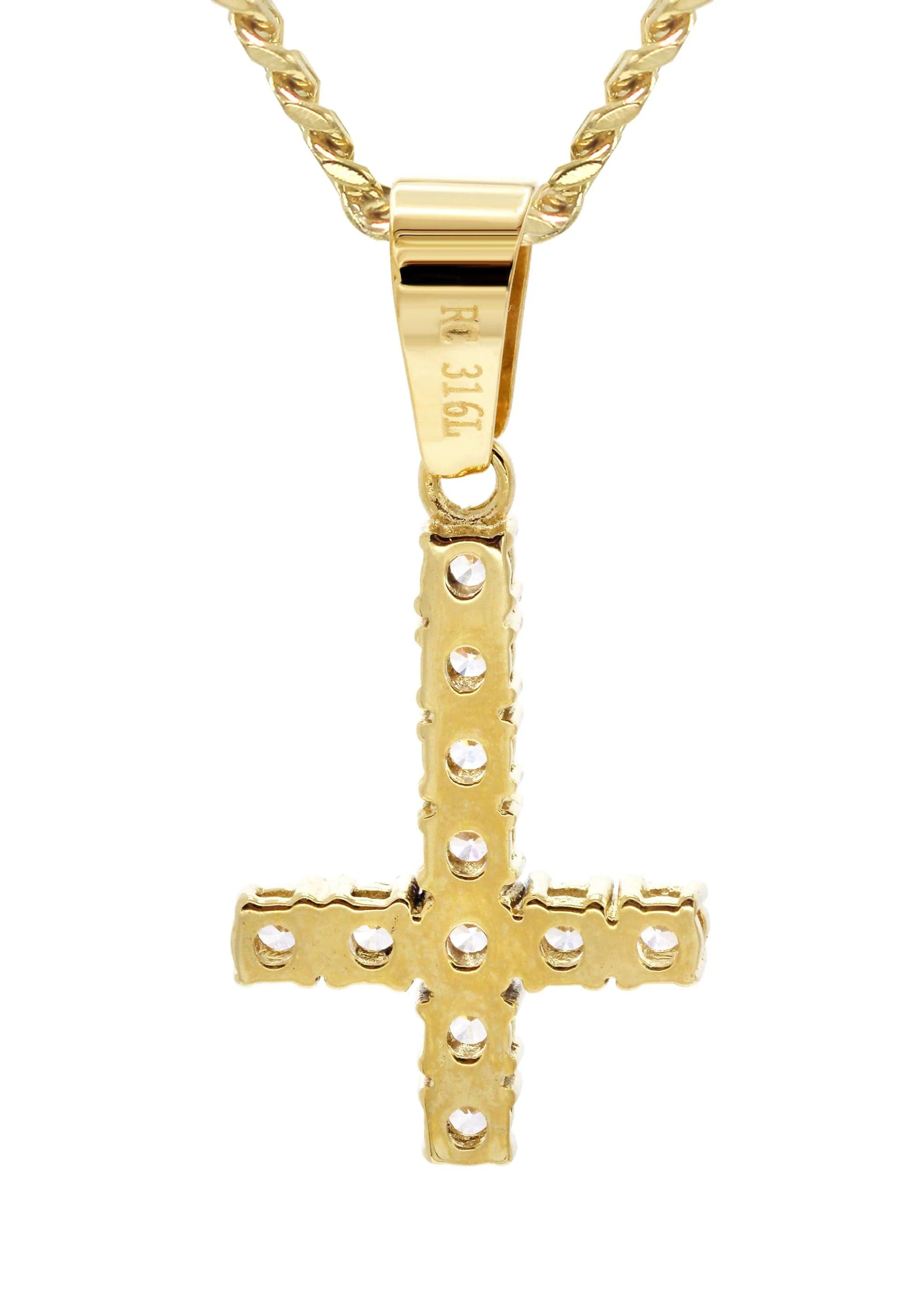 Mens Gold Plated Cuban Link Chain & Cross Pendant | Appx. 10.7 Grams - Image 3