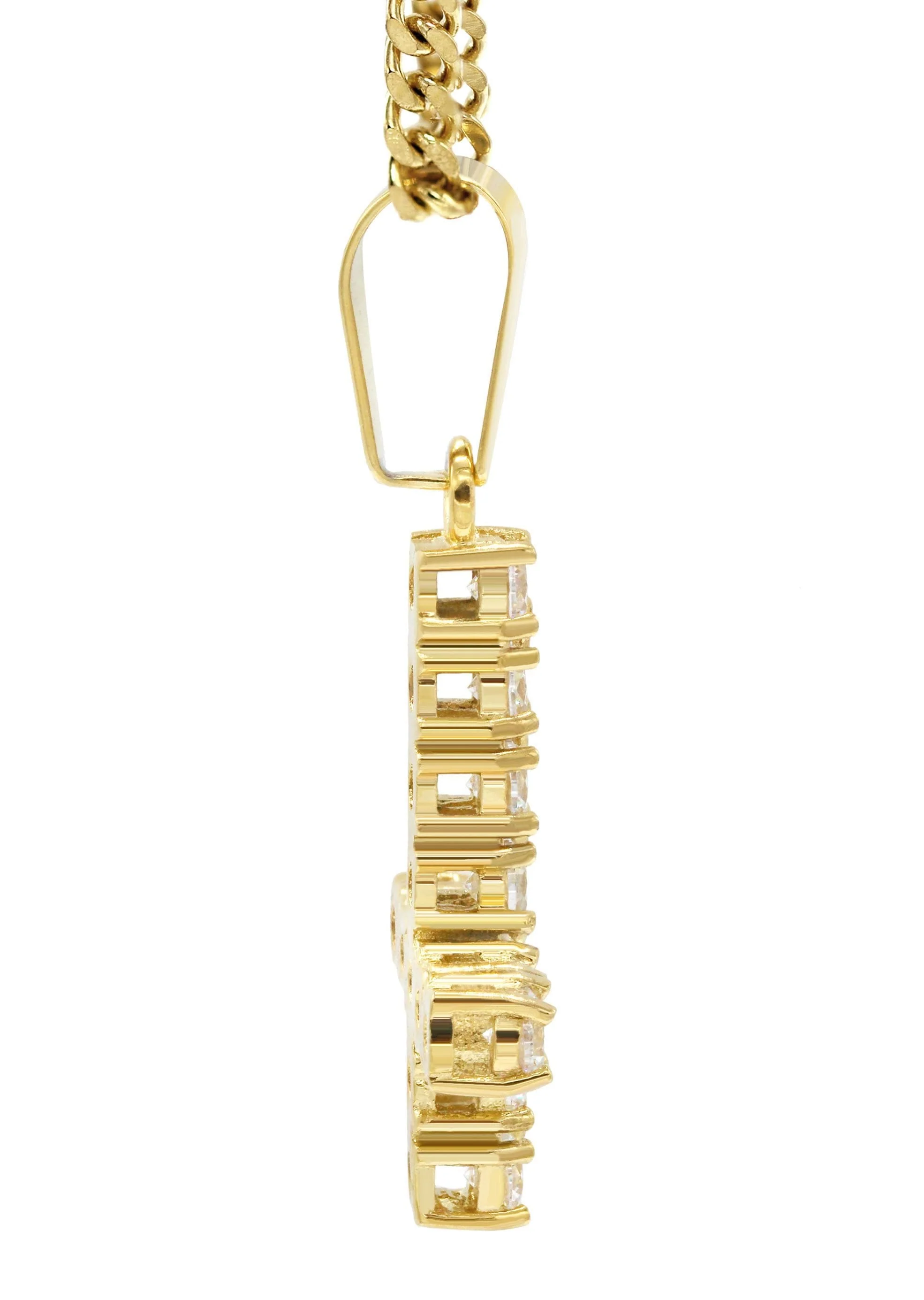 Mens Gold Plated Cuban Link Chain & Cross Pendant | Appx. 10.7 Grams - Image 4