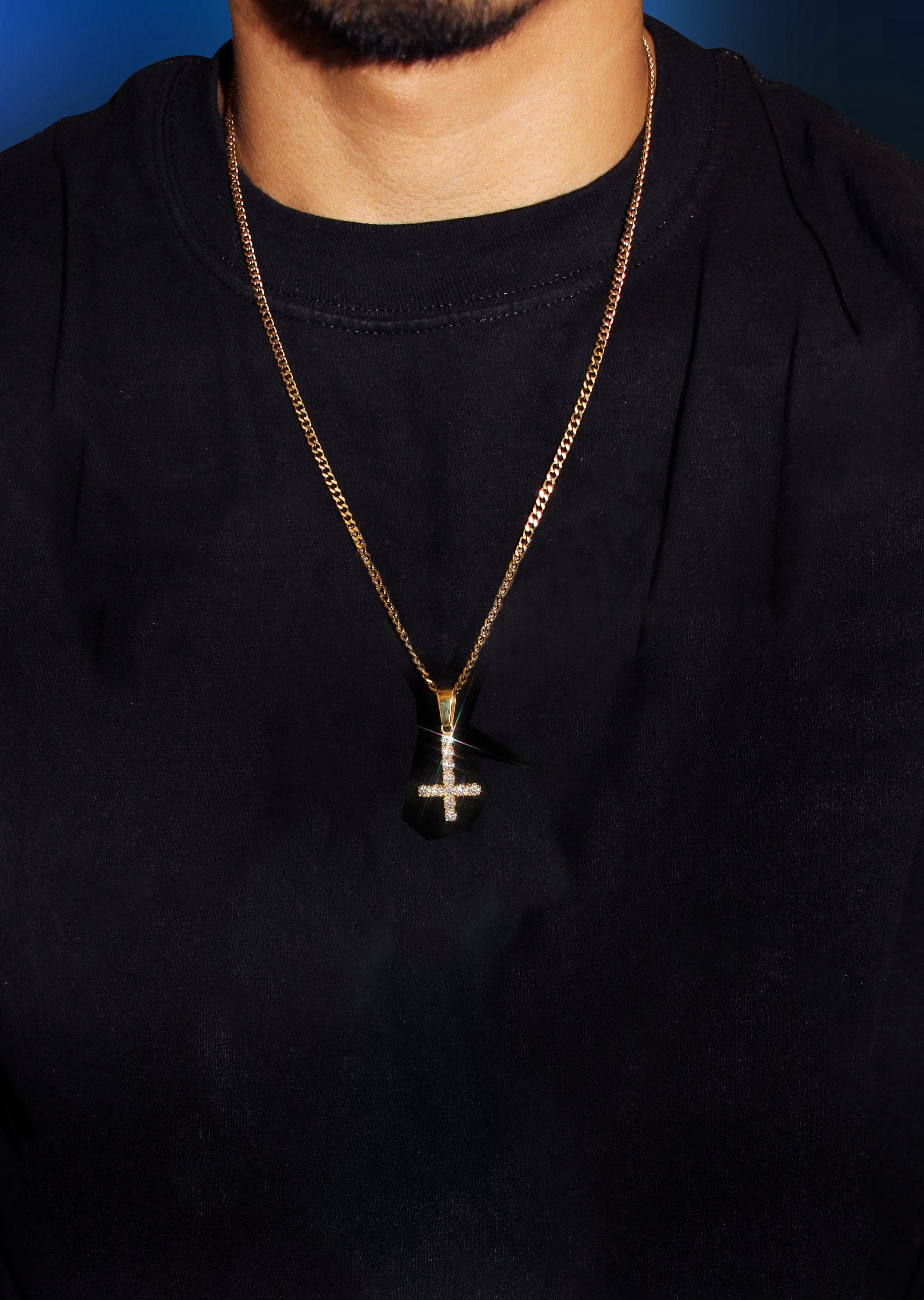 Mens Gold Plated Cuban Link Chain & Cross Pendant | Appx. 10.7 Grams - Image 5