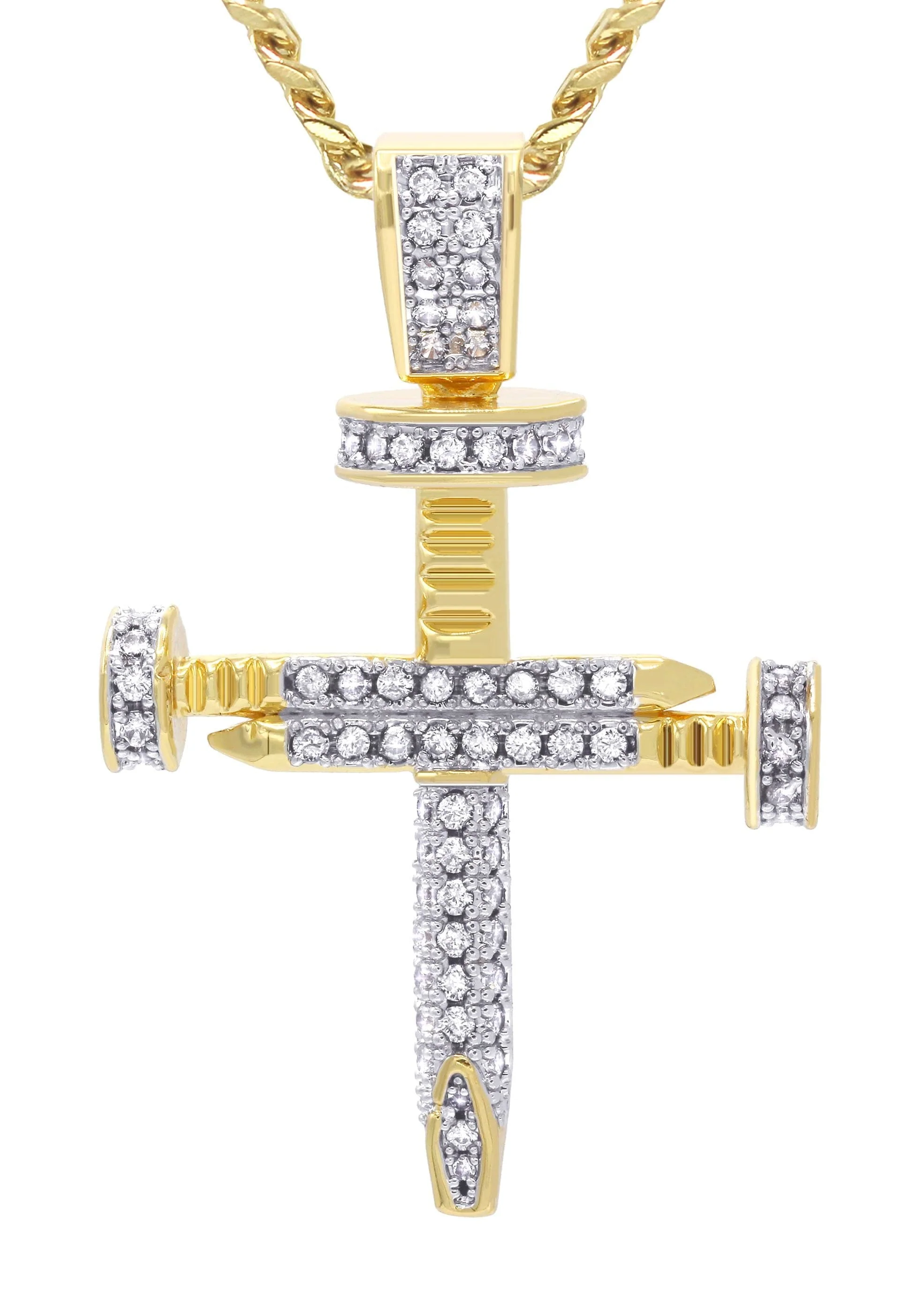 Mens Gold Plated Cuban Link Chain & Cross Pendant | Appx. 15 Grams - Image 2