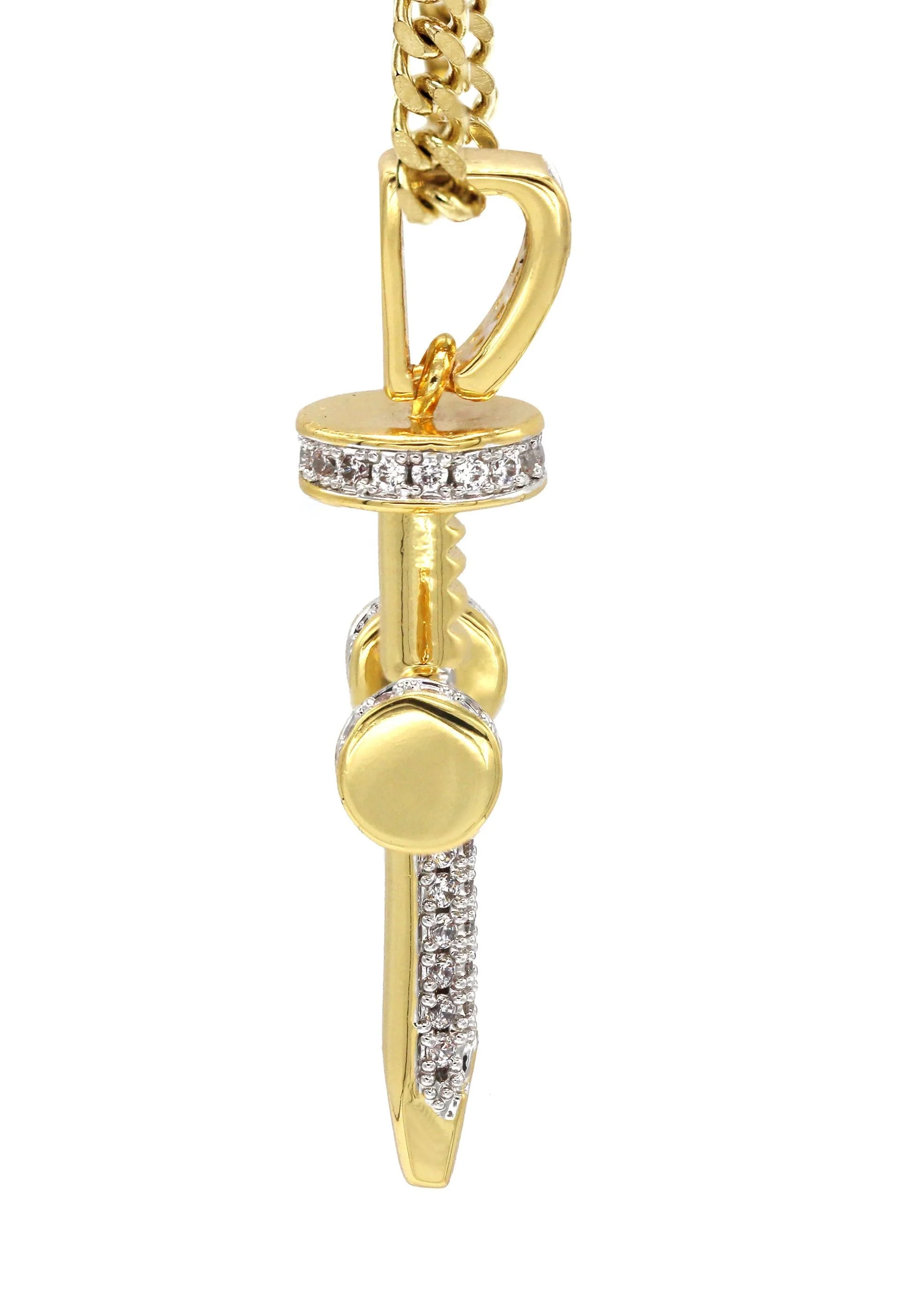 Mens Gold Plated Cuban Link Chain & Cross Pendant | Appx. 15 Grams - Image 4