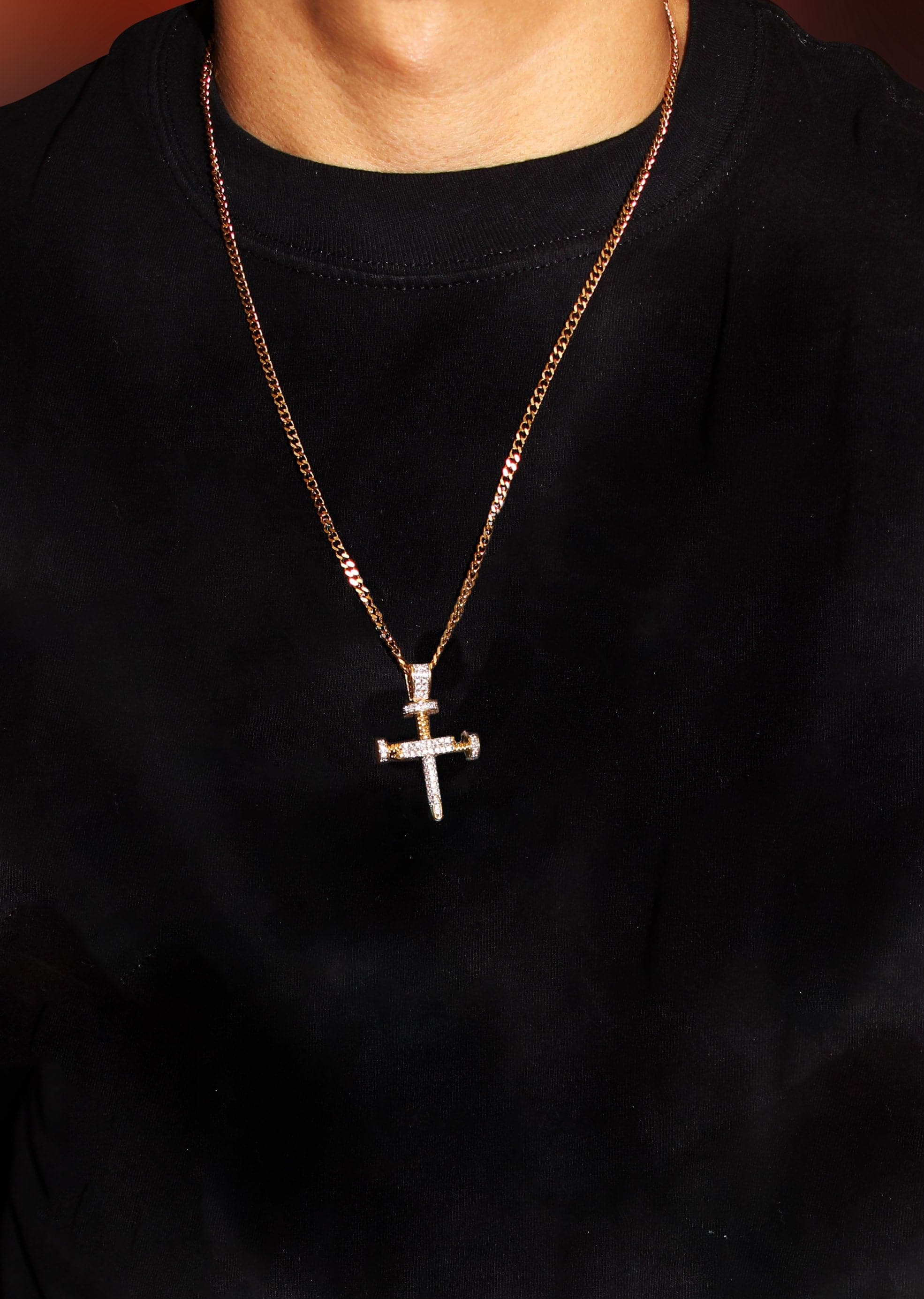 Mens Gold Plated Cuban Link Chain & Cross Pendant | Appx. 15 Grams - Image 5
