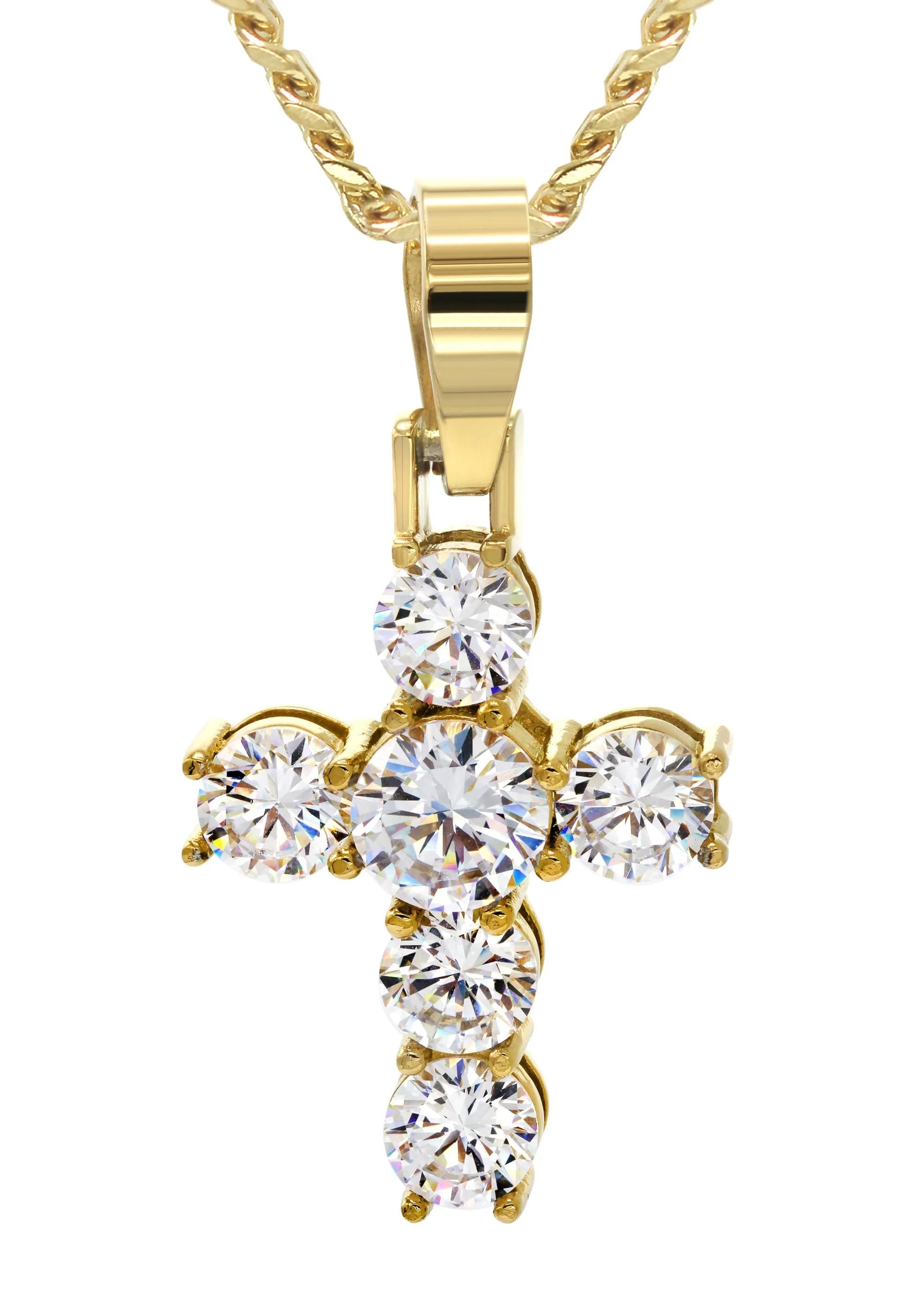 Mens Gold Plated Cuban Link Chain & Cross Pendant | Appx. 19.5 Grams - Image 2