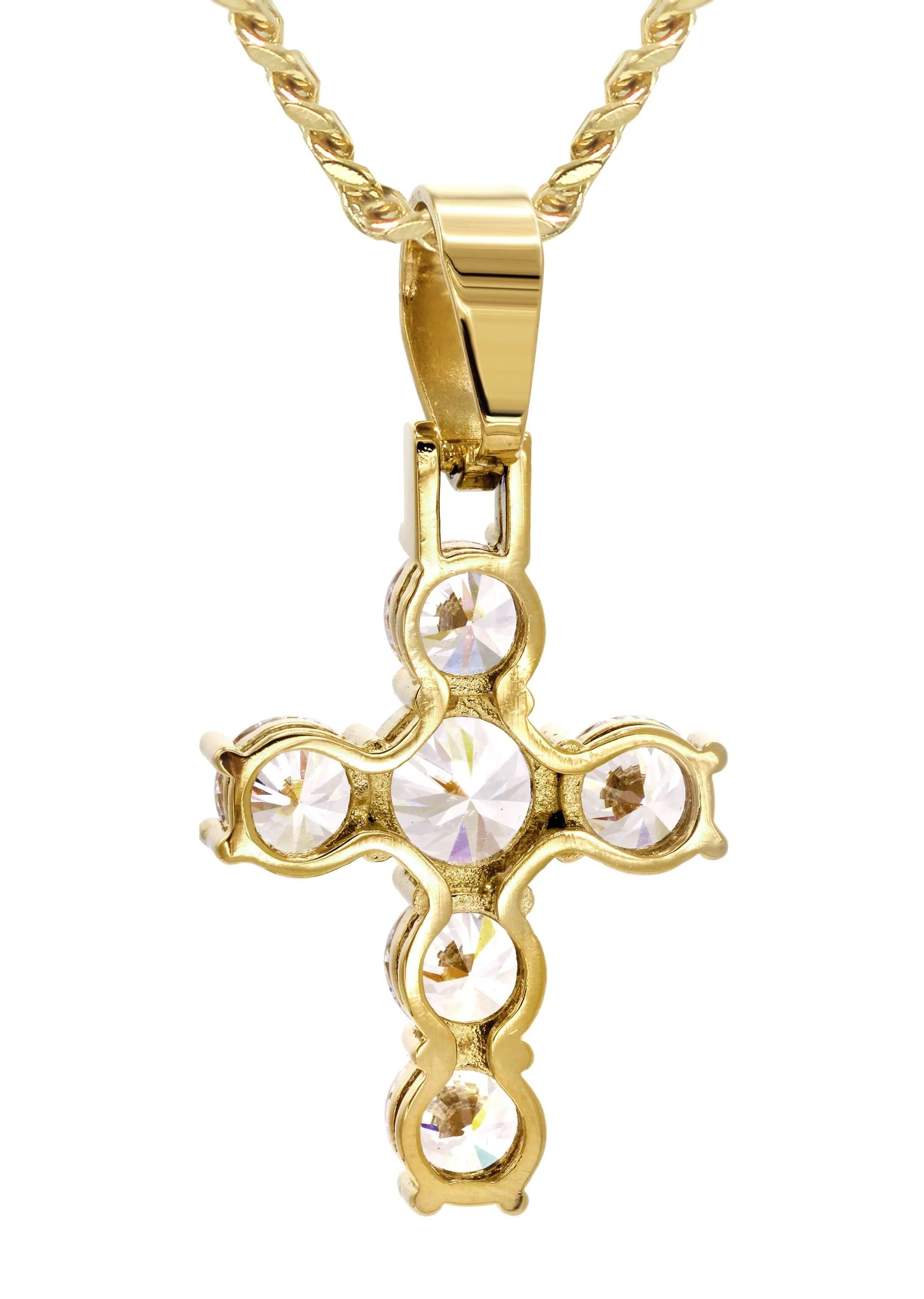 Mens Gold Plated Cuban Link Chain & Cross Pendant | Appx. 19.5 Grams - Image 3