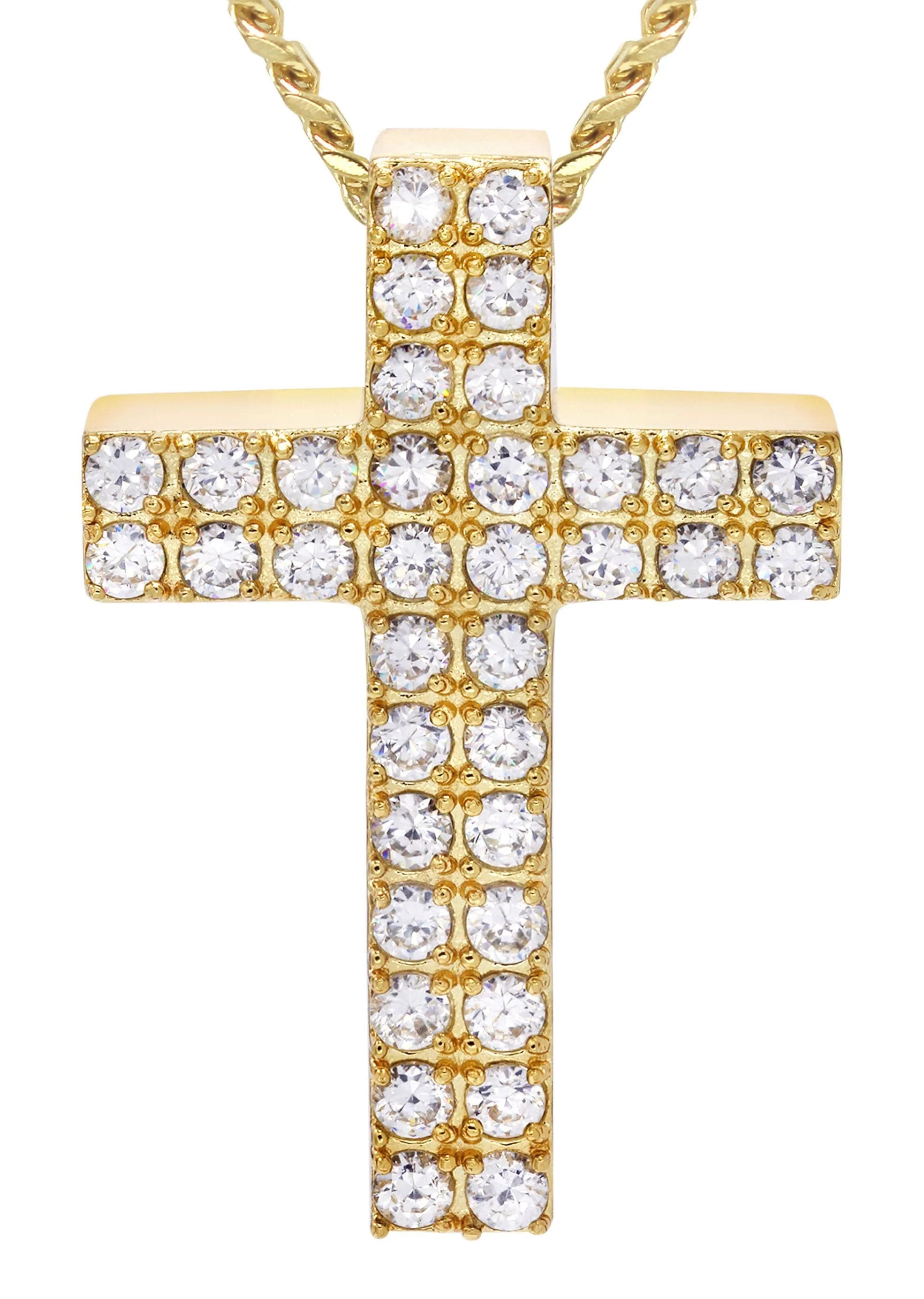 Mens Gold Plated Cuban Link Chain & Cross Pendant | Appx. 20 Grams - Image 2