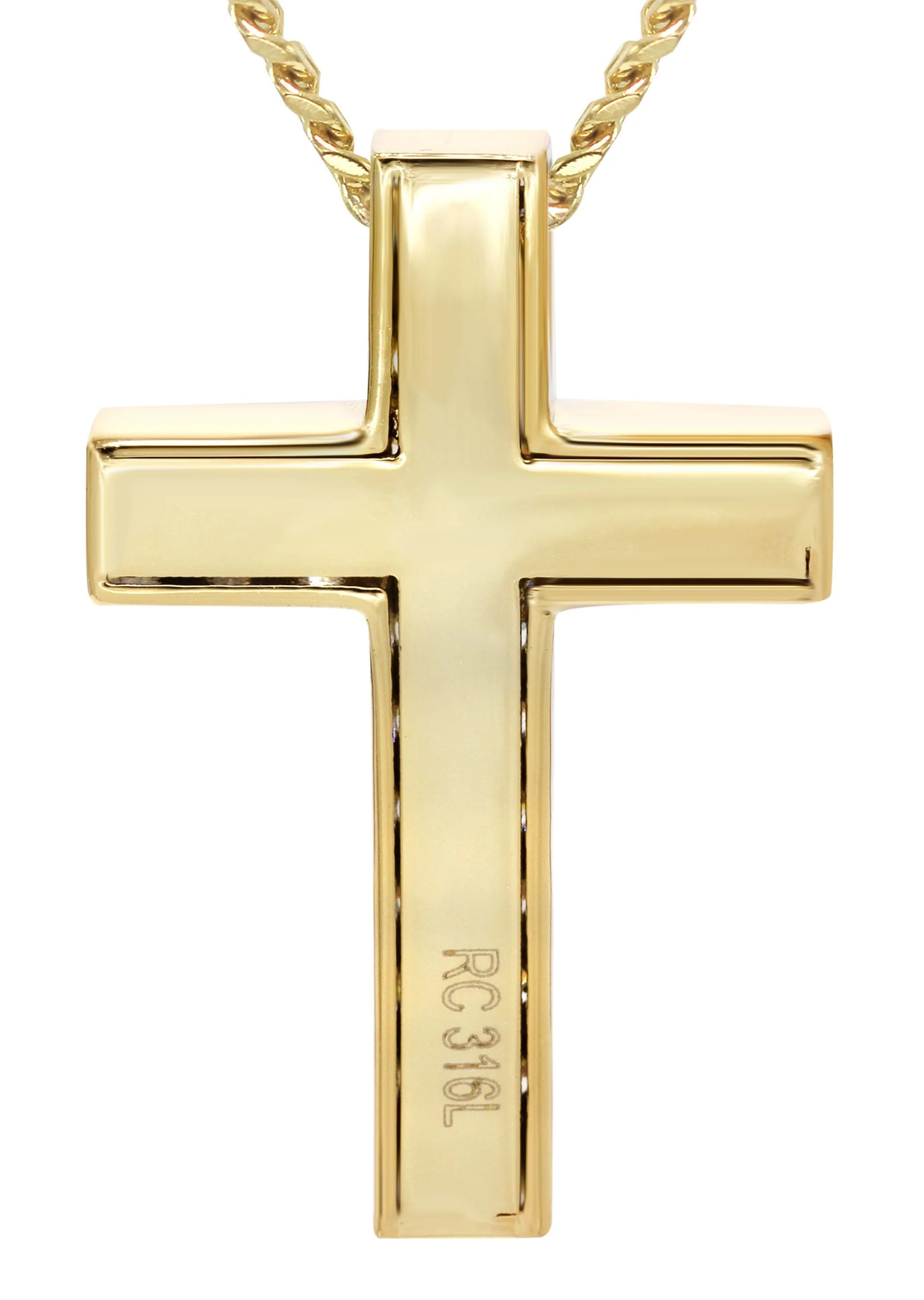 Mens Gold Plated Cuban Link Chain & Cross Pendant | Appx. 20 Grams - Image 3