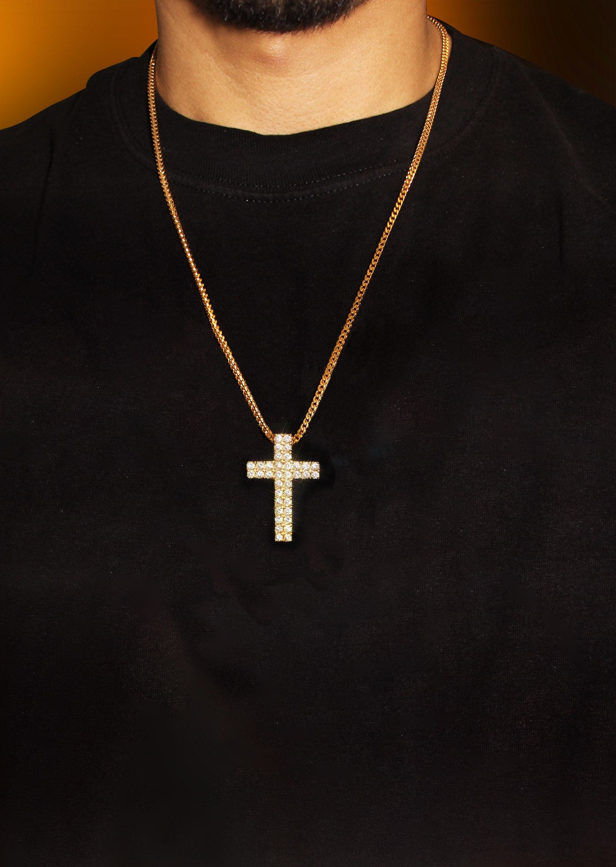 Mens Gold Plated Cuban Link Chain & Cross Pendant | Appx. 20 Grams - Image 5