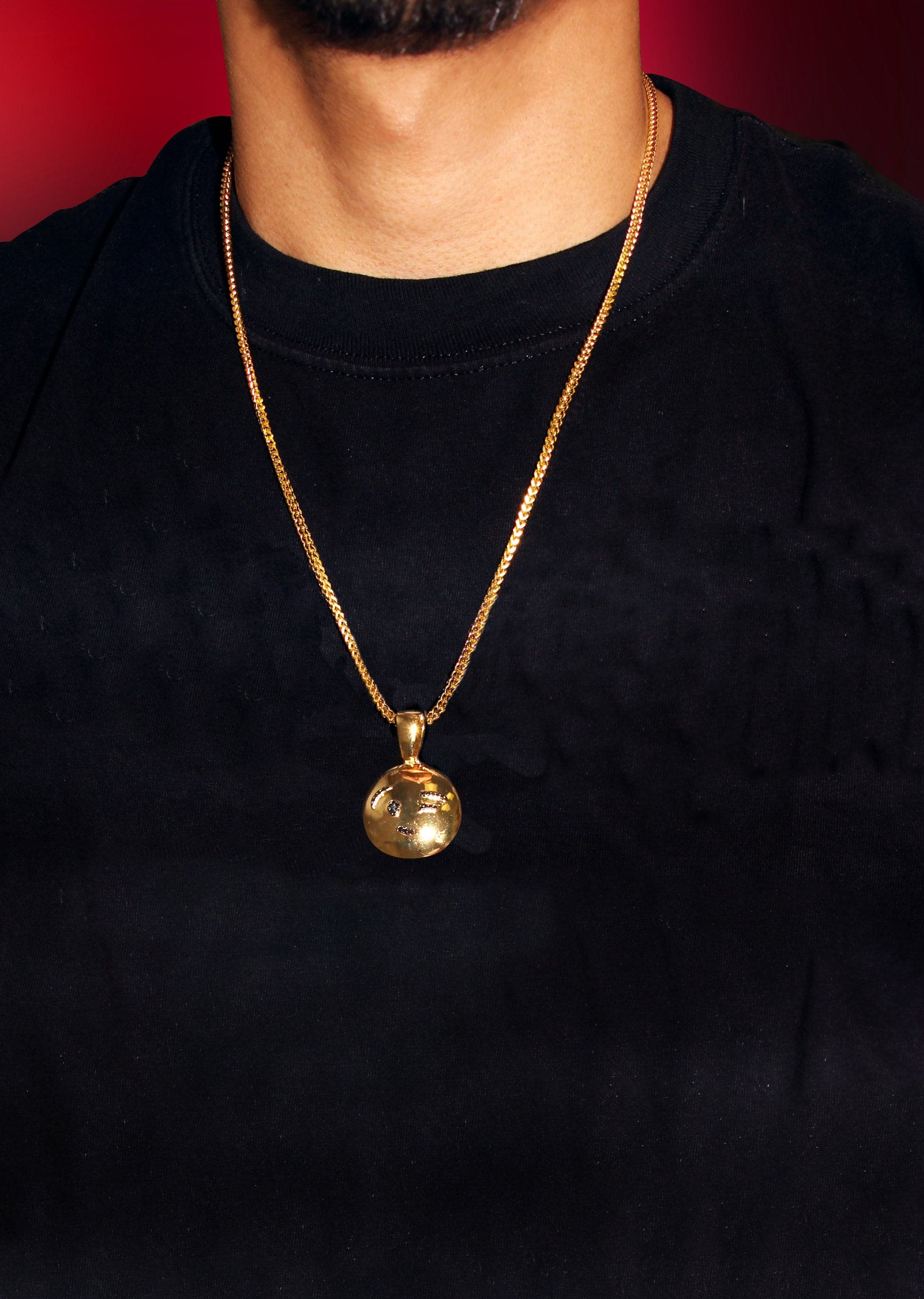 Mens Gold Plated Cuban Link Chain & Emoji Pendant | Appx. 14.3 Grams - Image 5