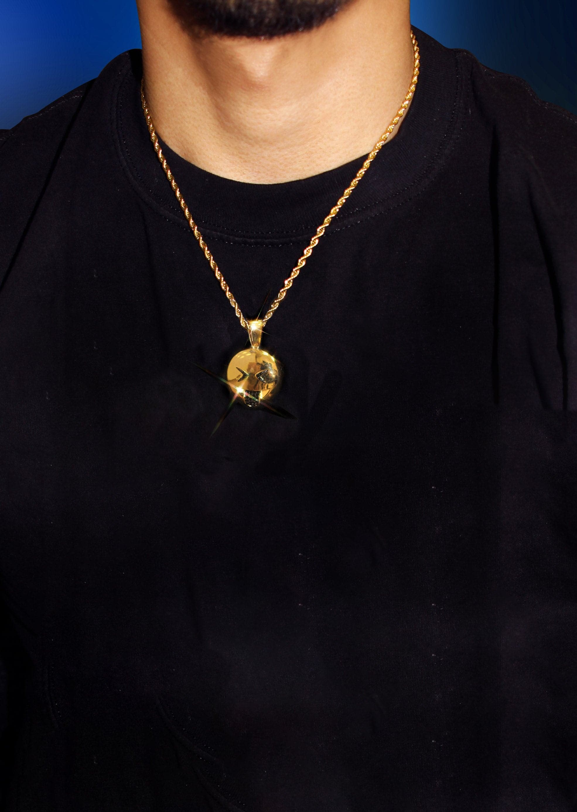 Mens Gold Plated Cuban Link Chain & Emoji Pendant | Appx. 16 Grams - Image 5