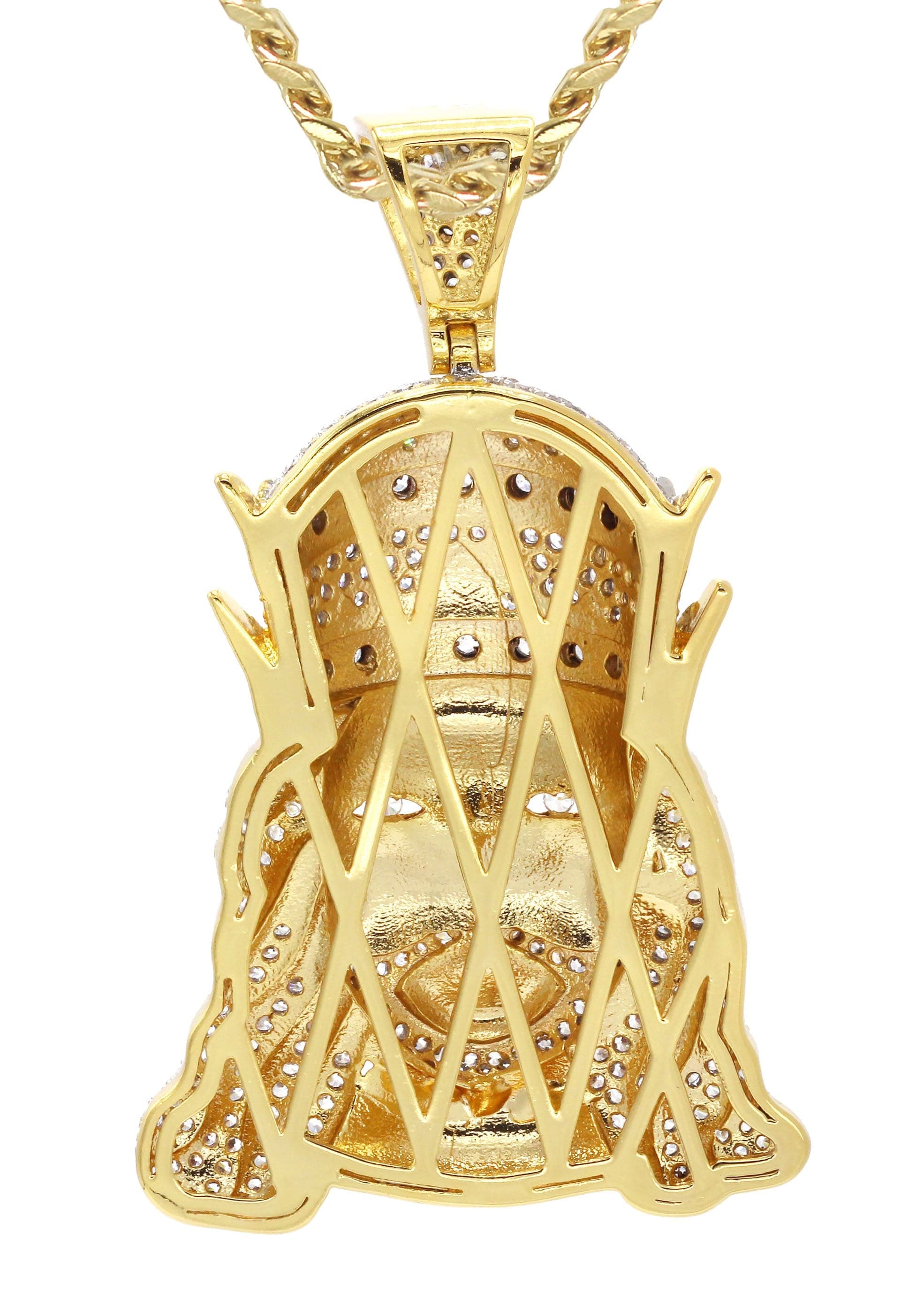 Mens Gold Plated Cuban Link Chain & King Pendant | Appx. 19.5 Grams - Image 3