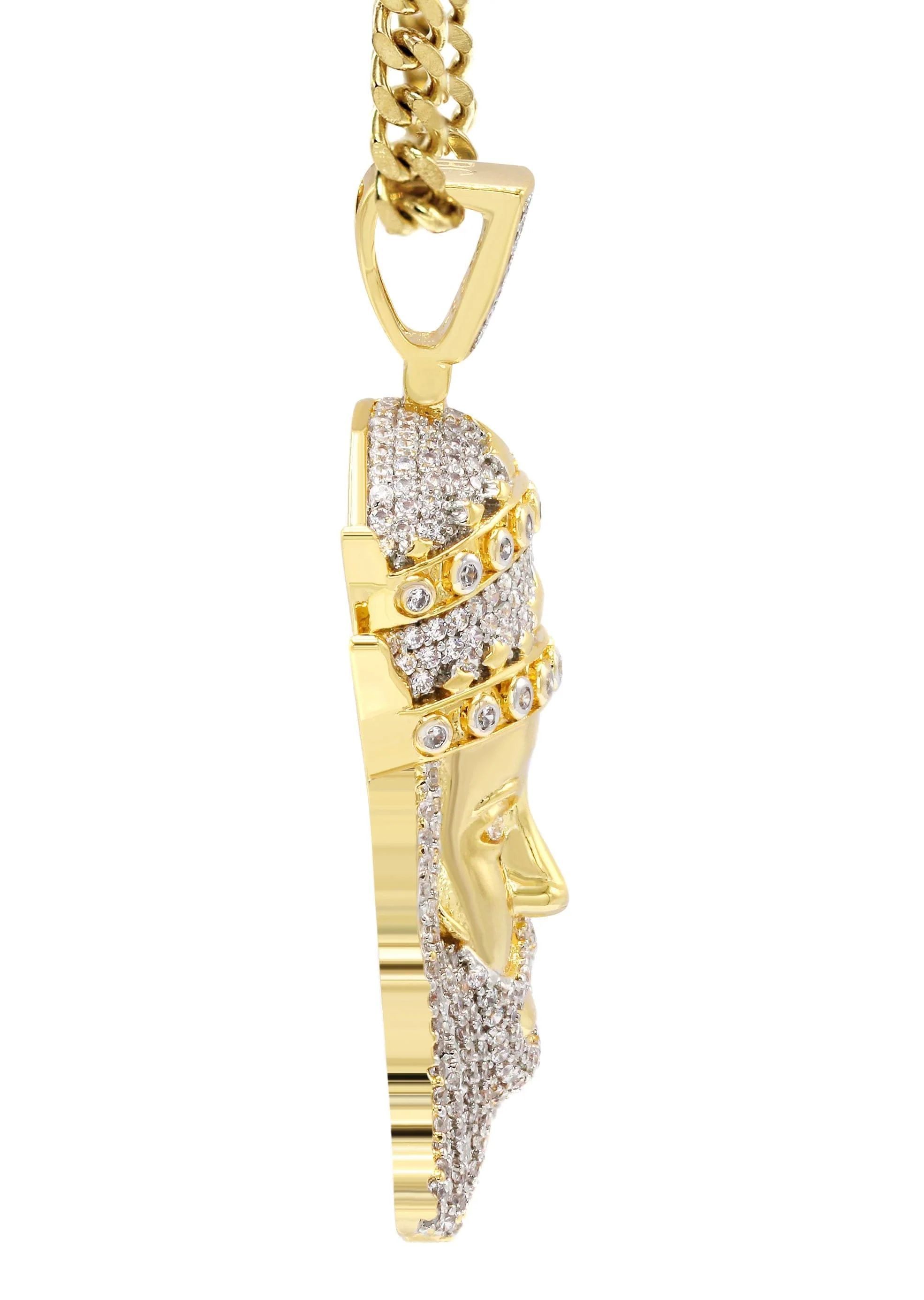 Mens Gold Plated Cuban Link Chain & King Pendant | Appx. 19.5 Grams - Image 4