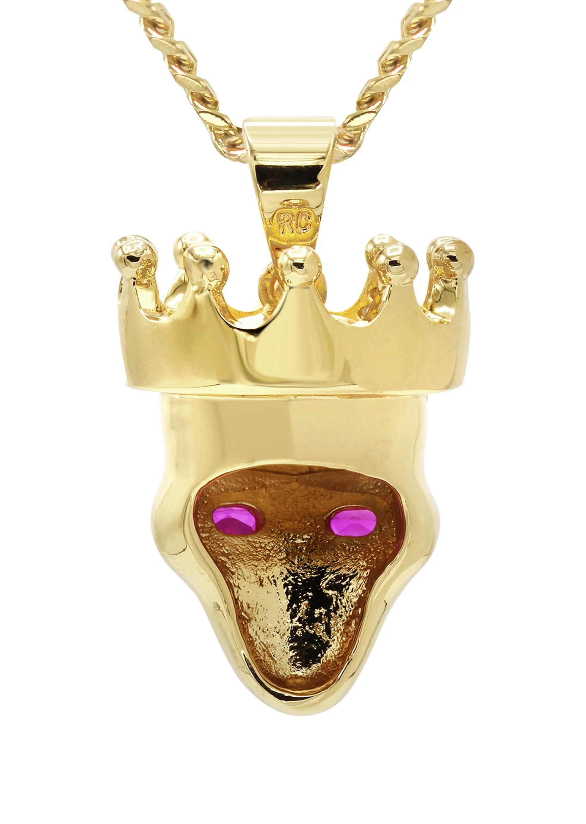 Mens Gold Plated Cuban Link Chain & Skull Pendant | Appx. 21 Grams - Image 3