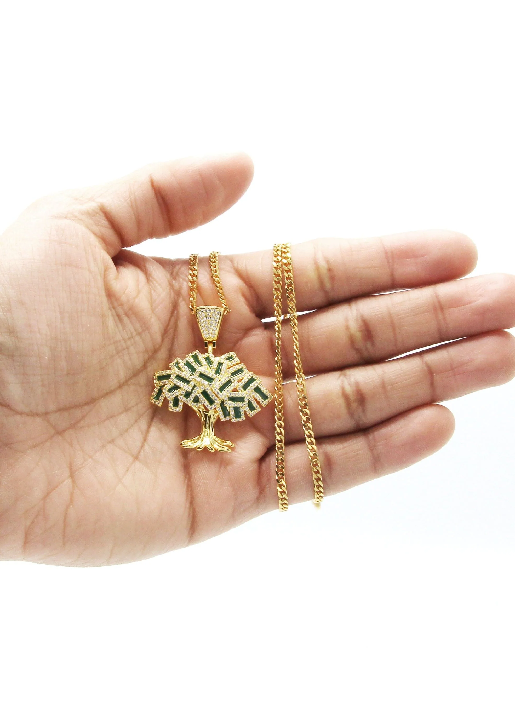 Mens Gold Plated Cuban Link Chain & Tree Pendant | Appx. 17 Grams - Image 6