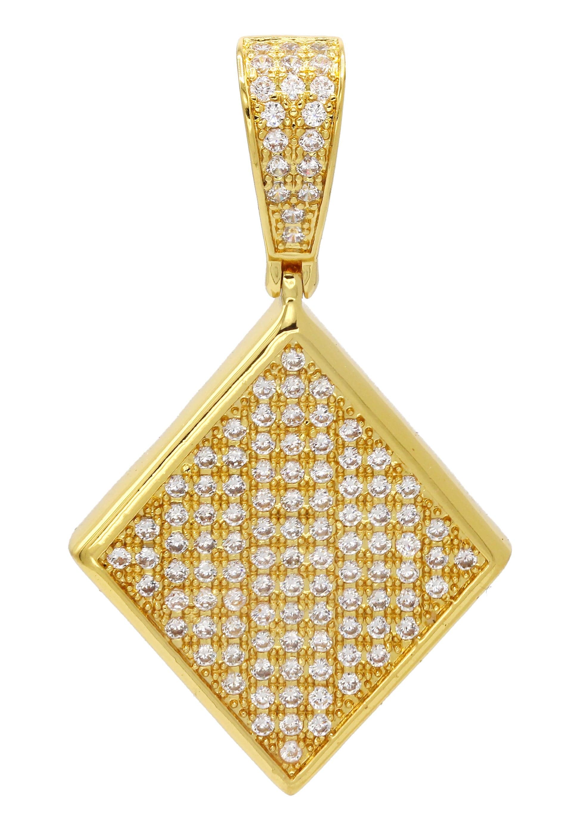 Mens Gold Plated Iced Out Pendant | 8.1 Grams