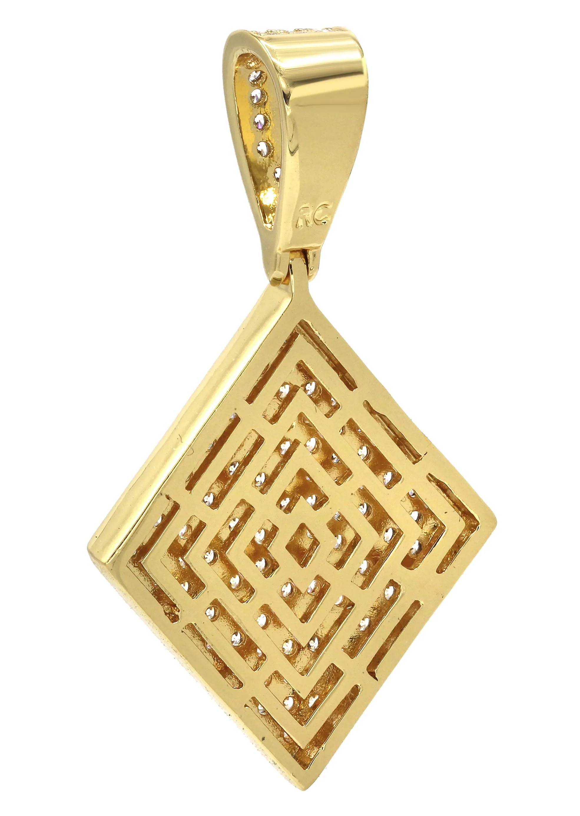 Mens Gold Plated Iced Out Pendant | 8.1 Grams - Image 2