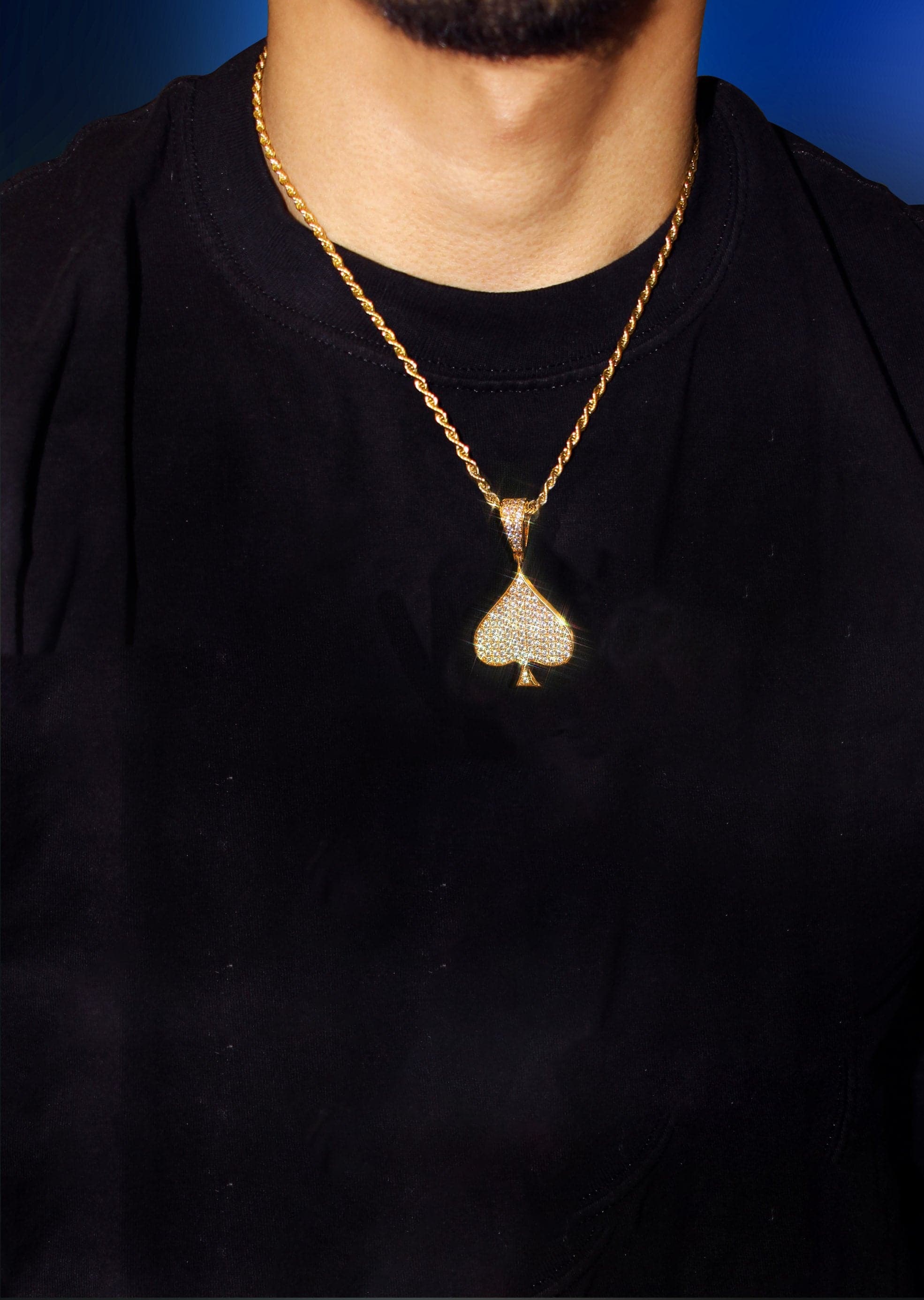 Mens Gold Plated Franco Chain & Ace of Spades Pendant | Appx. 15.9 Grams - Image 5