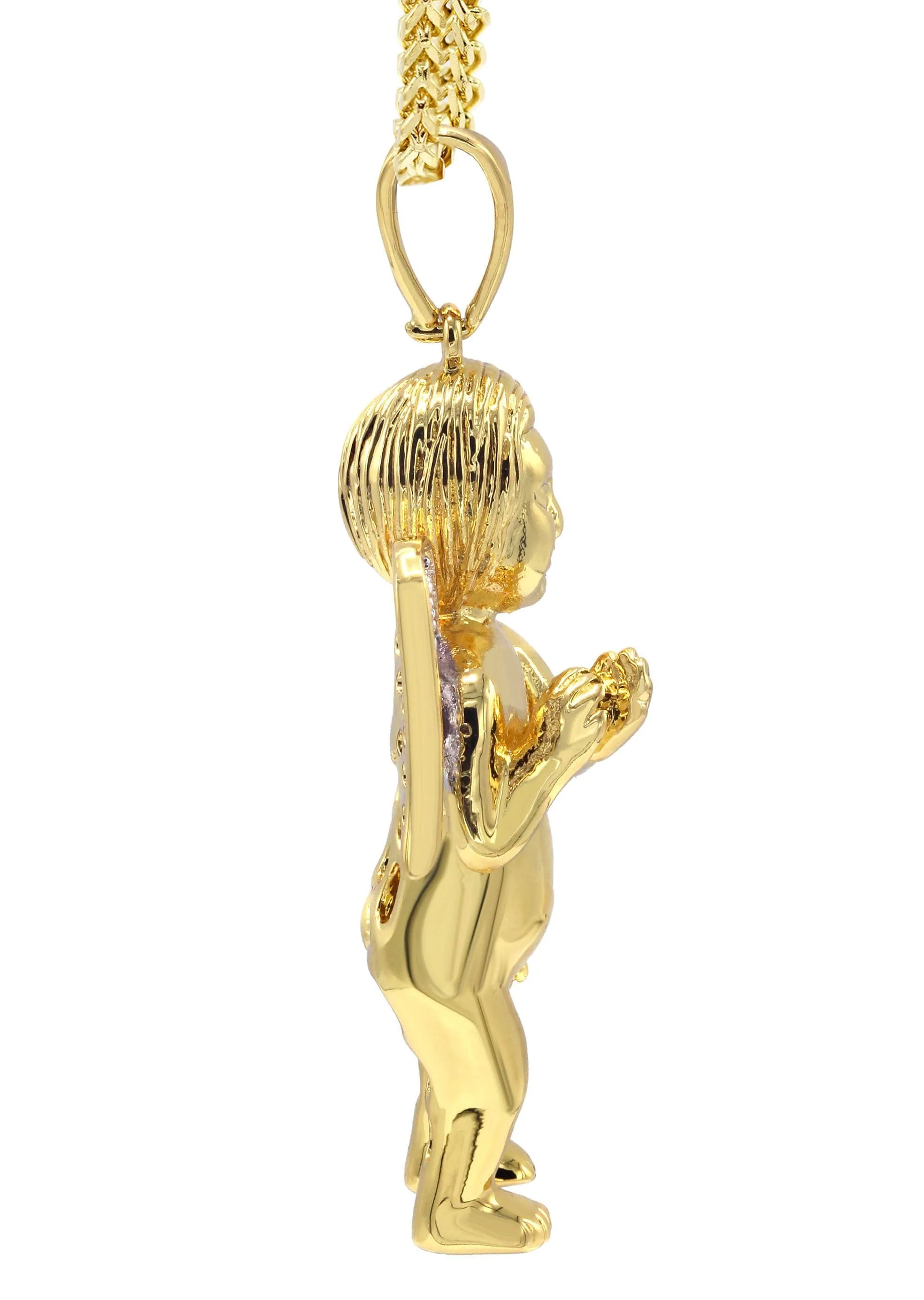 Mens Gold Plated Franco Chain & Angel Pendant | Appx. 19.4 Grams - Image 4