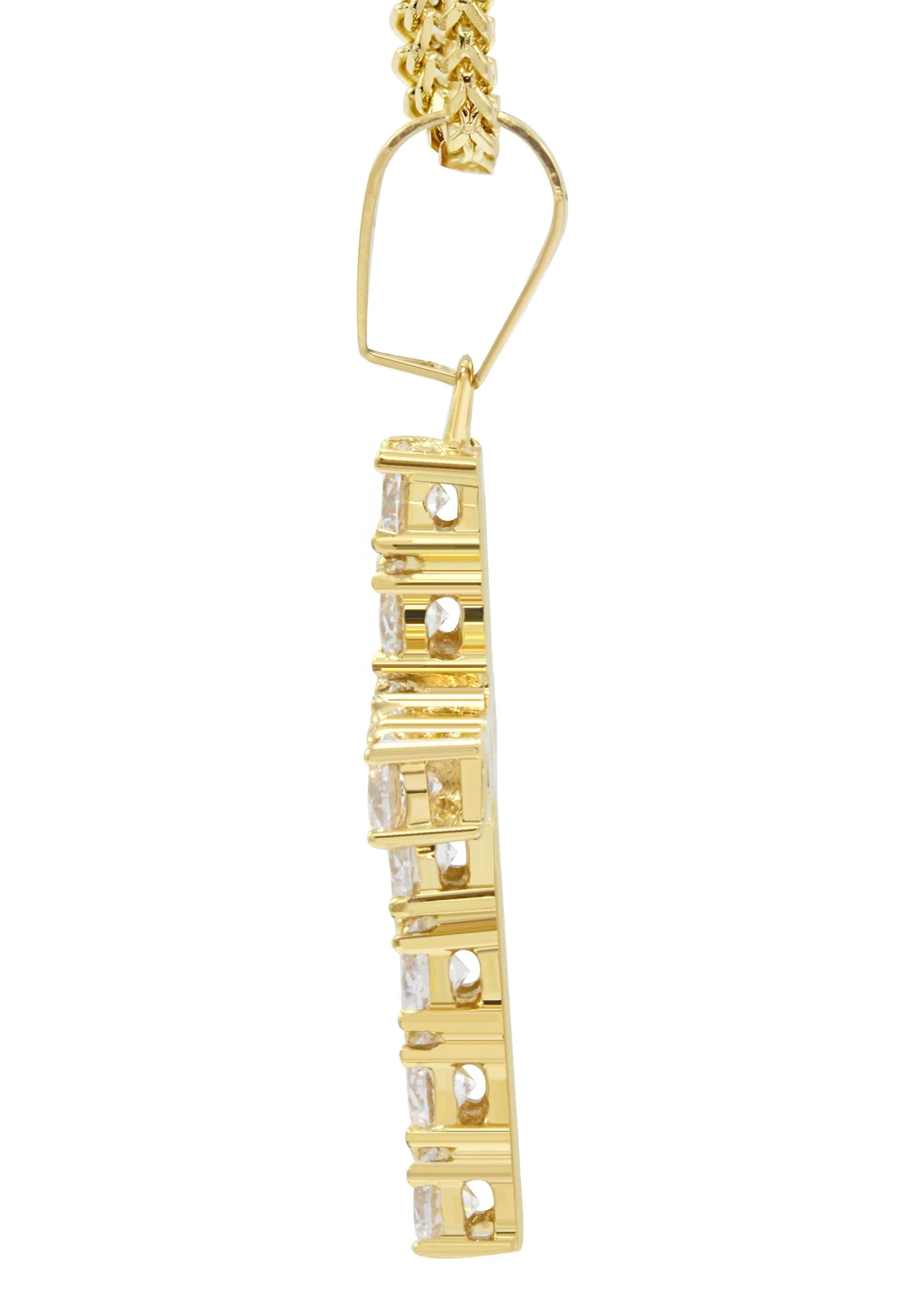 Mens Gold Plated Franco Chain & Cross Pendant | Appx. 12.4 Grams - Image 4