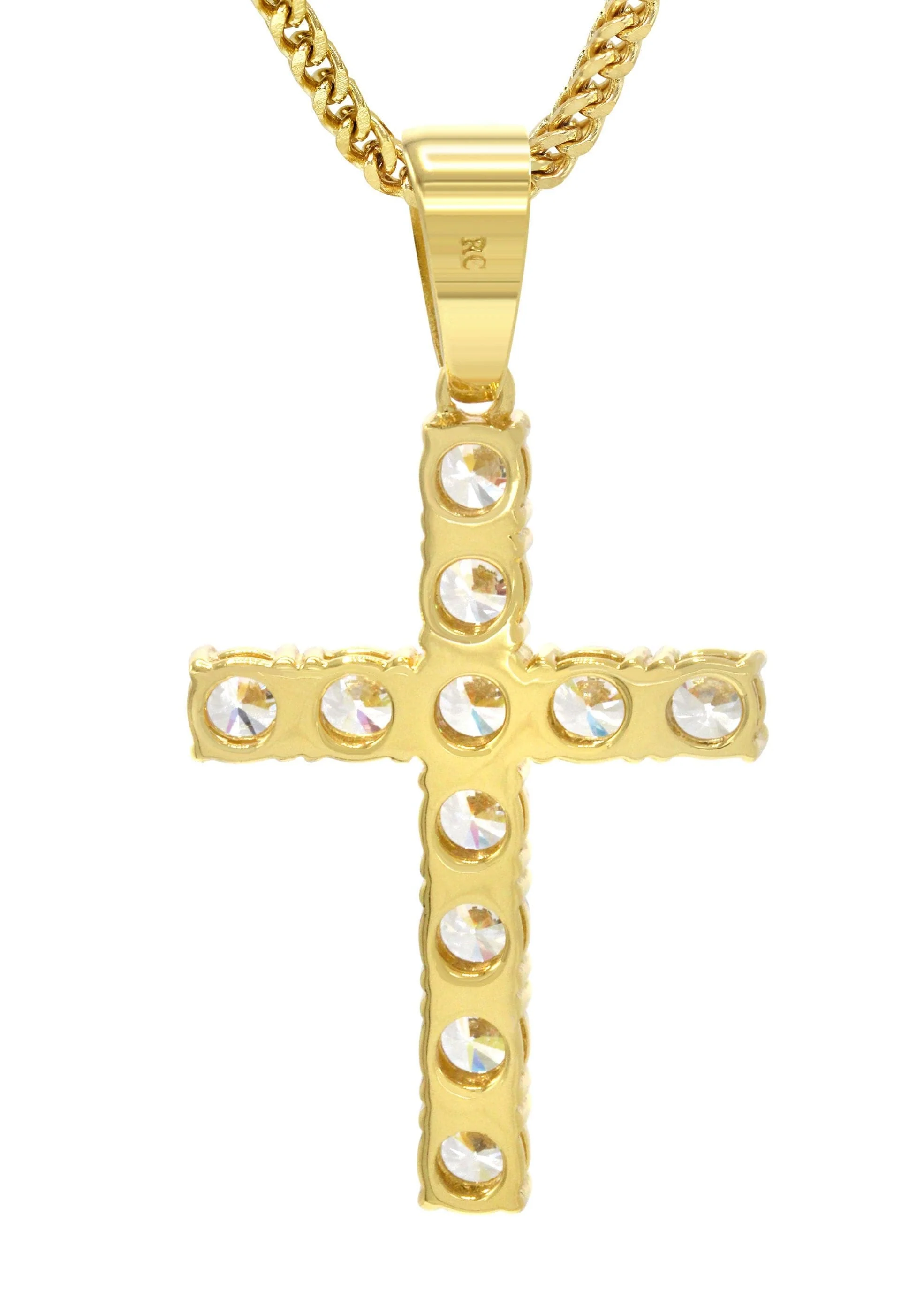 Mens Gold Plated Franco Chain & Cross Pendant | Appx. 13 Grams - Image 3