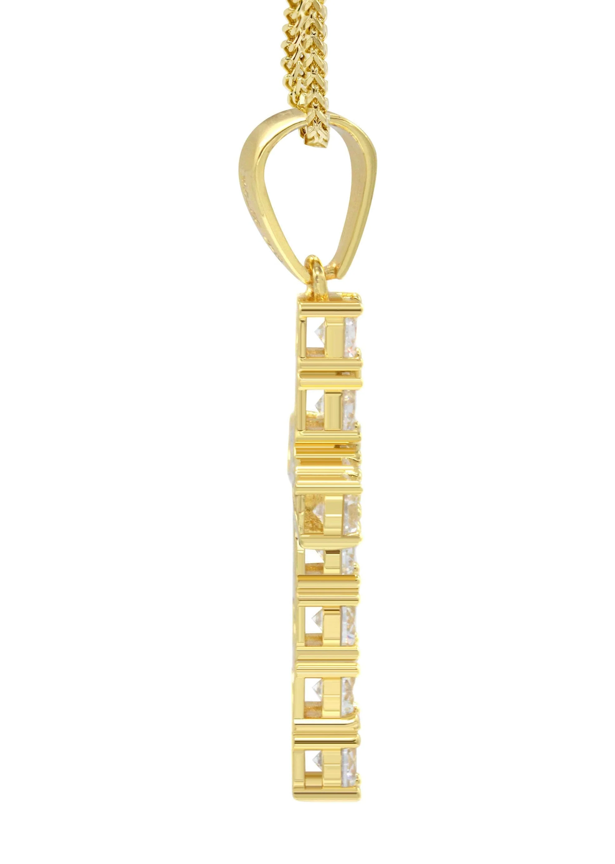 Mens Gold Plated Franco Chain & Cross Pendant | Appx. 13 Grams - Image 4