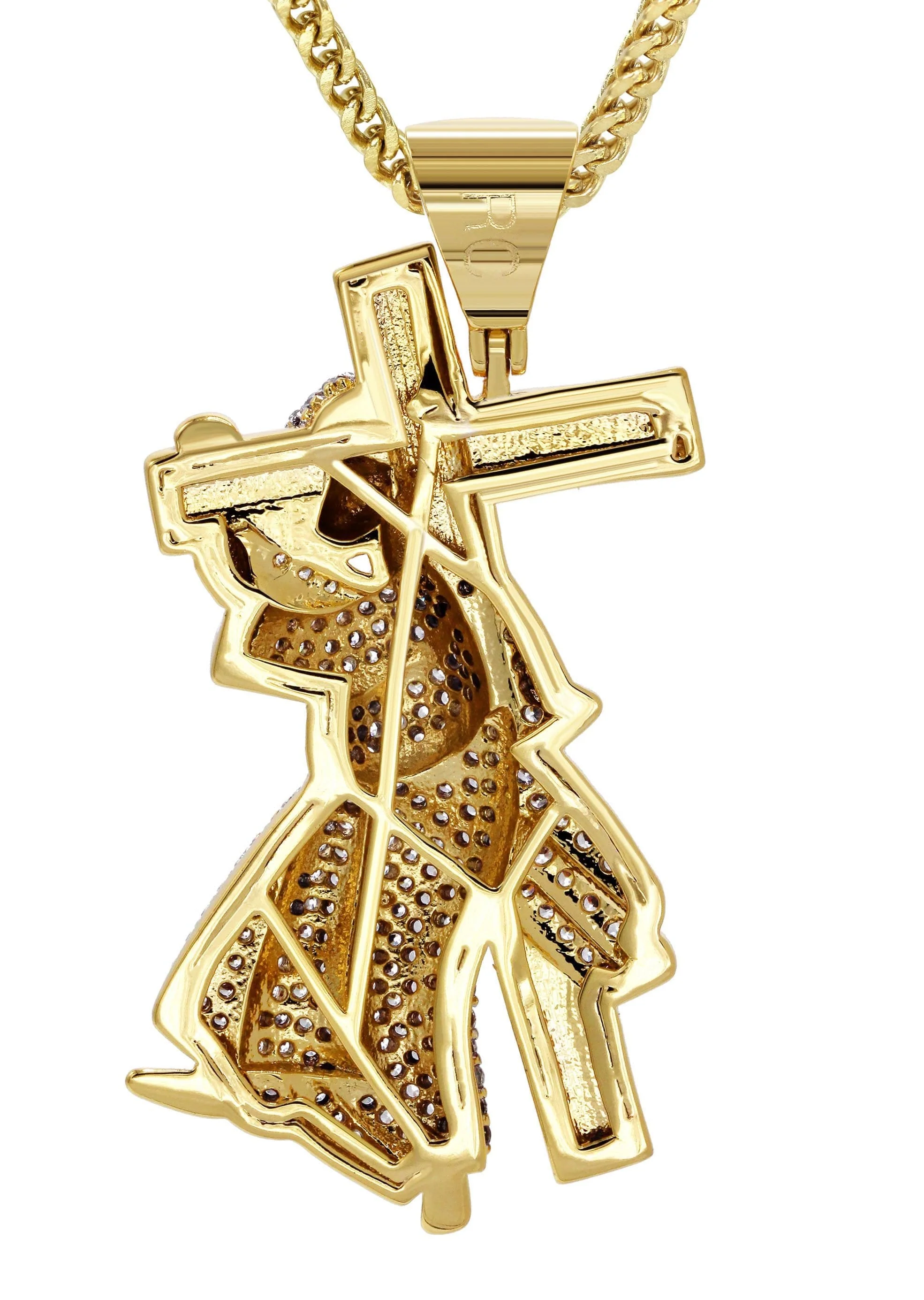 Mens Gold Plated Franco Chain & Cross Pendant | Appx. 14.4 Grams - Image 3