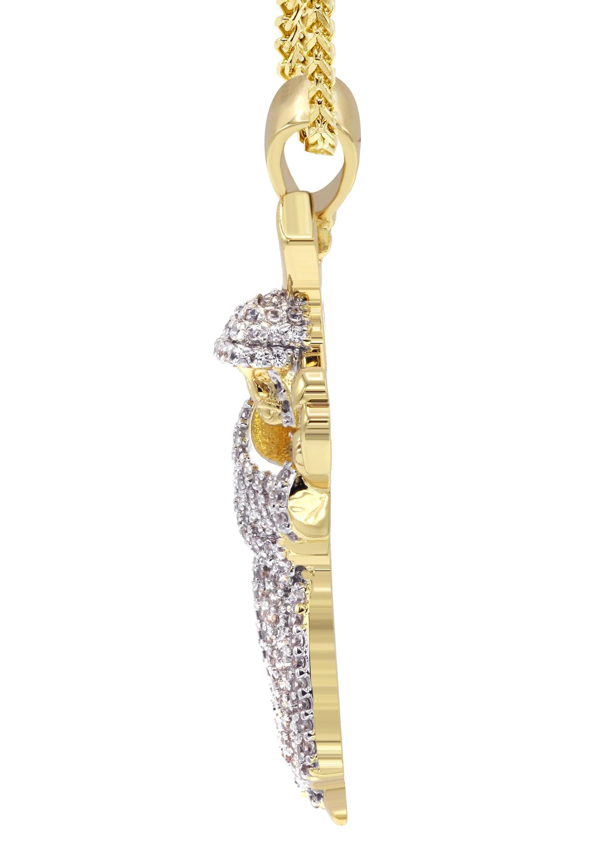 Mens Gold Plated Franco Chain & Cross Pendant | Appx. 14.4 Grams - Image 4