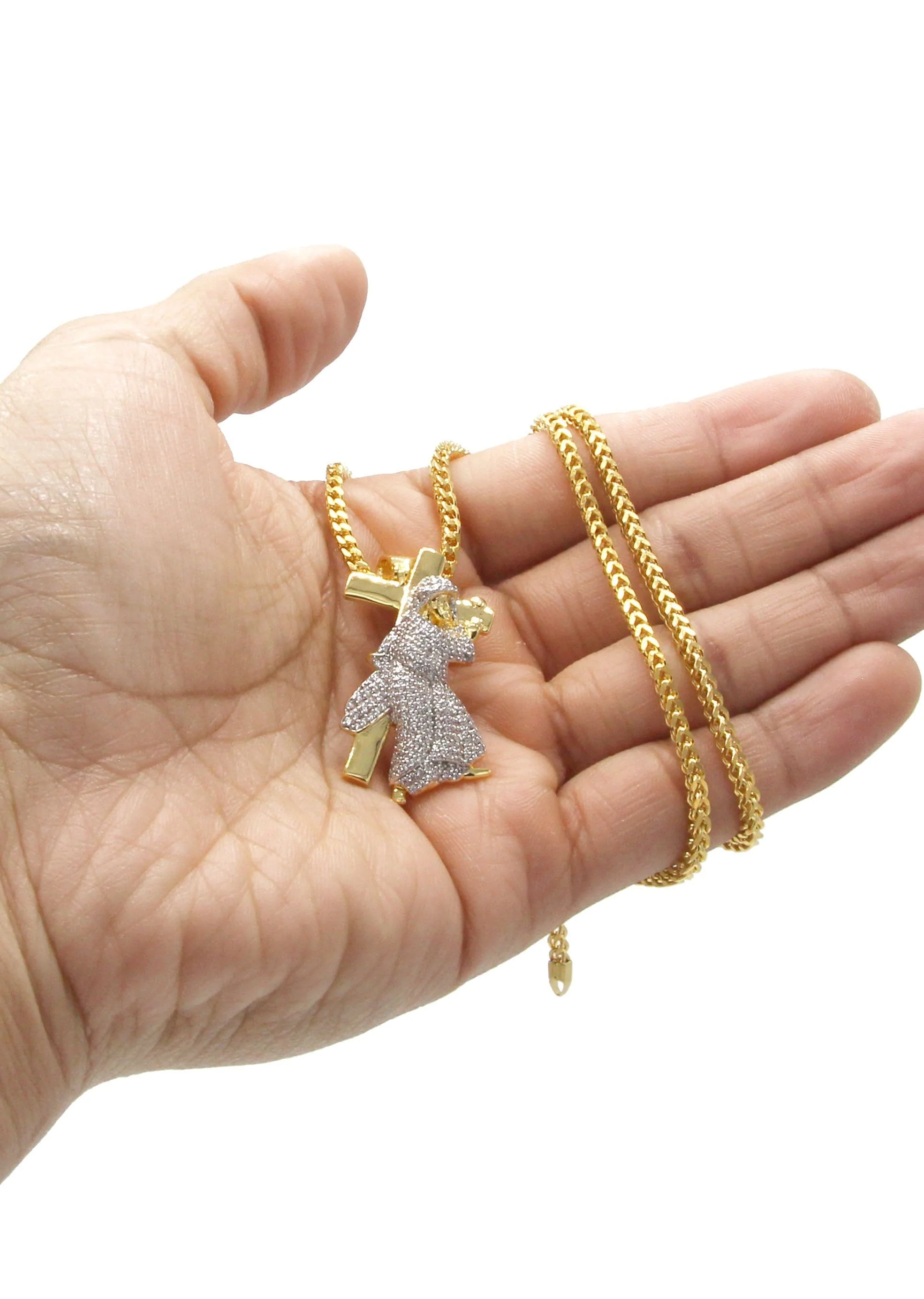 Mens Gold Plated Franco Chain & Cross Pendant | Appx. 14.4 Grams - Image 6