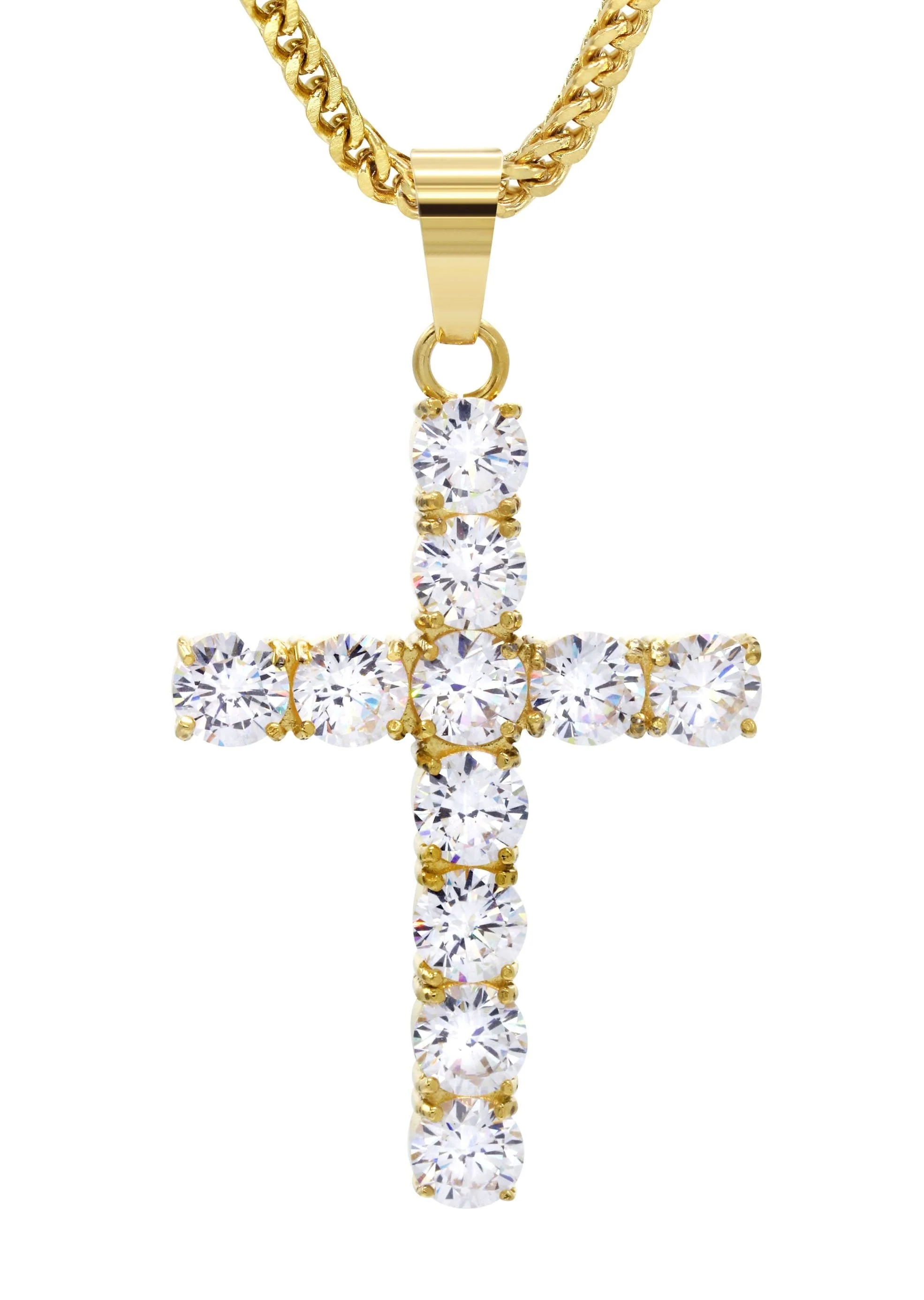 Mens Gold Plated Franco Chain & Cross Pendant | Appx. 16 Grams - Image 2