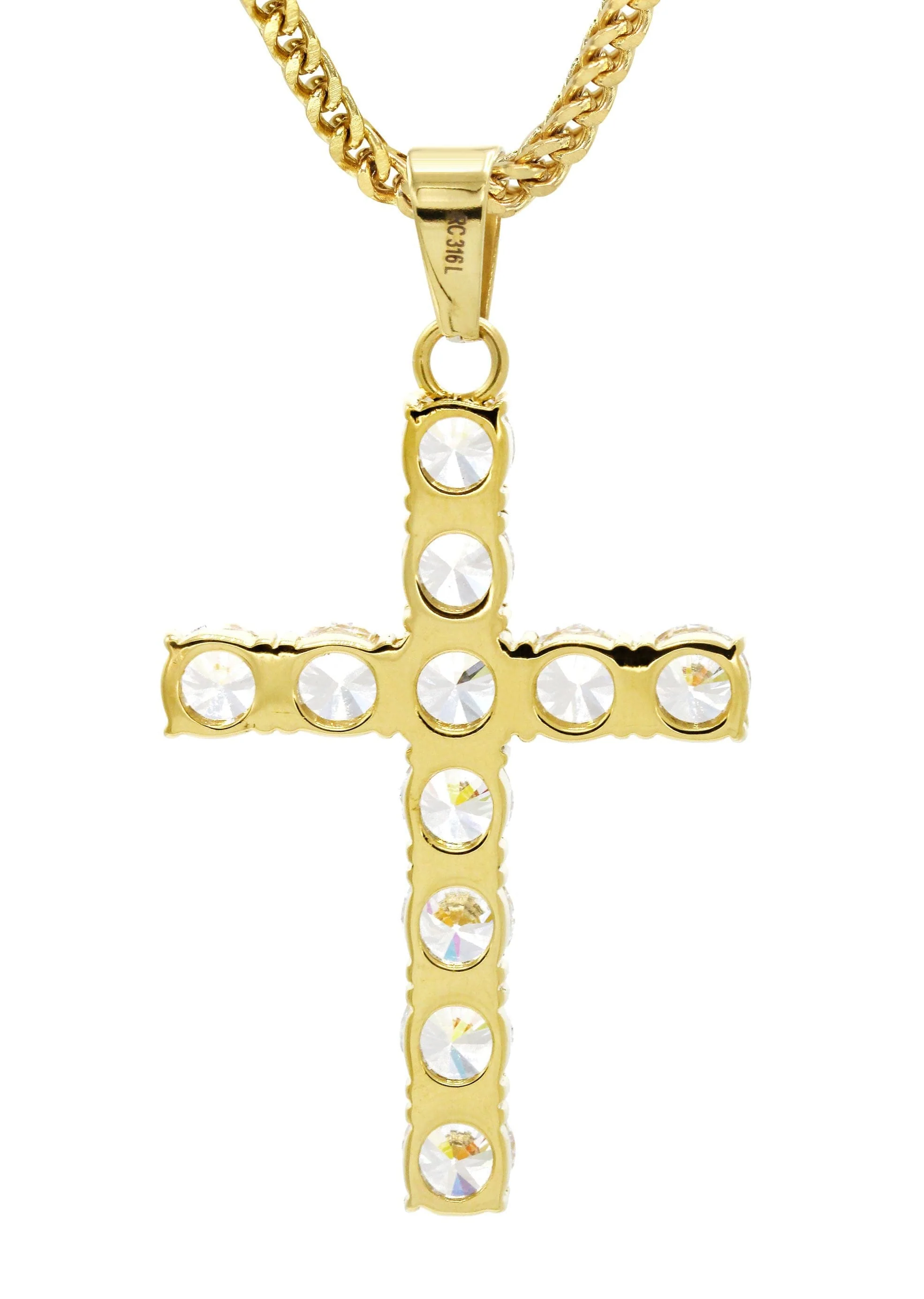 Mens Gold Plated Franco Chain & Cross Pendant | Appx. 16 Grams - Image 3