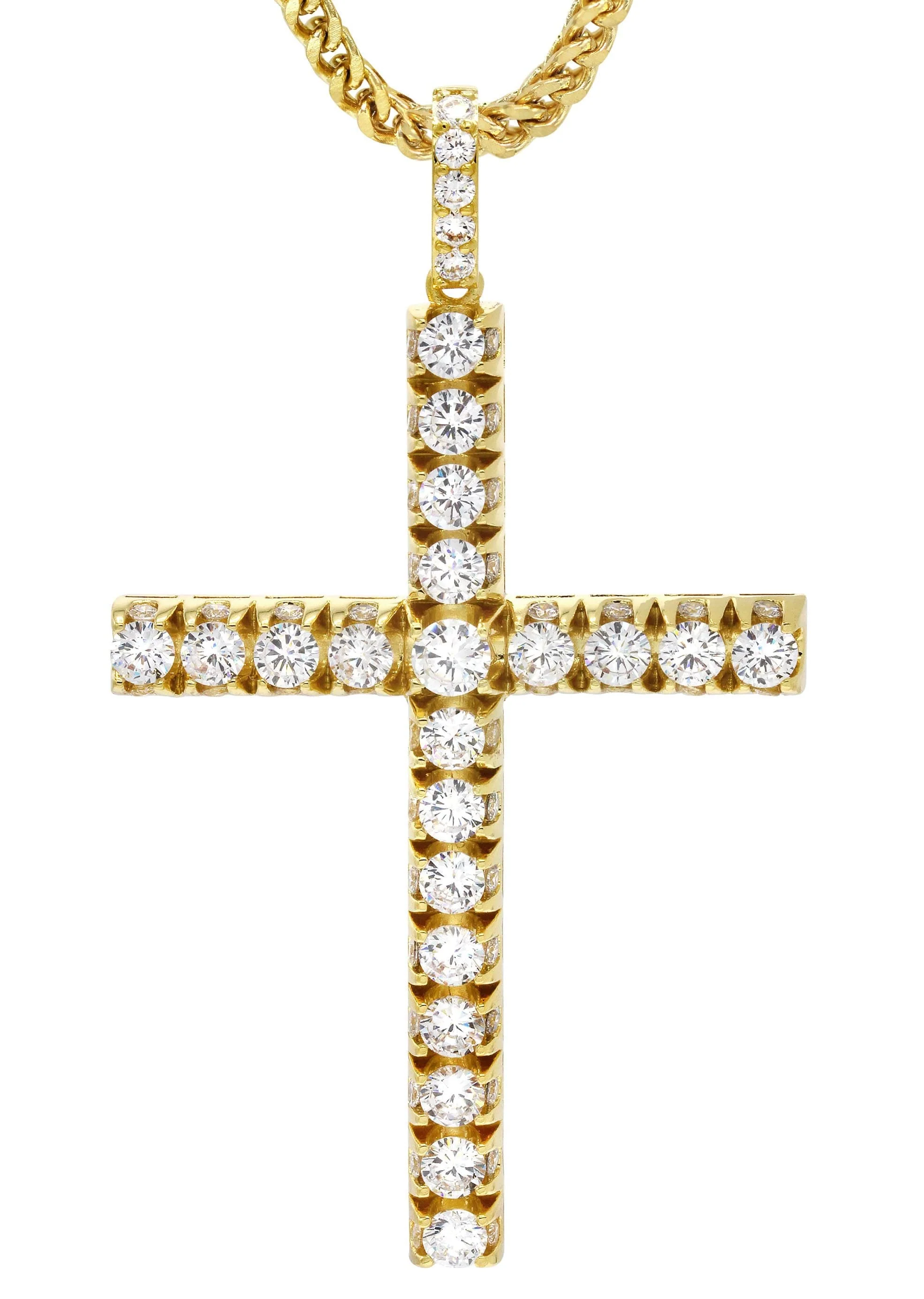 Mens Gold Plated Franco Chain & Cross Pendant | Appx. 30.5 Grams - Image 2
