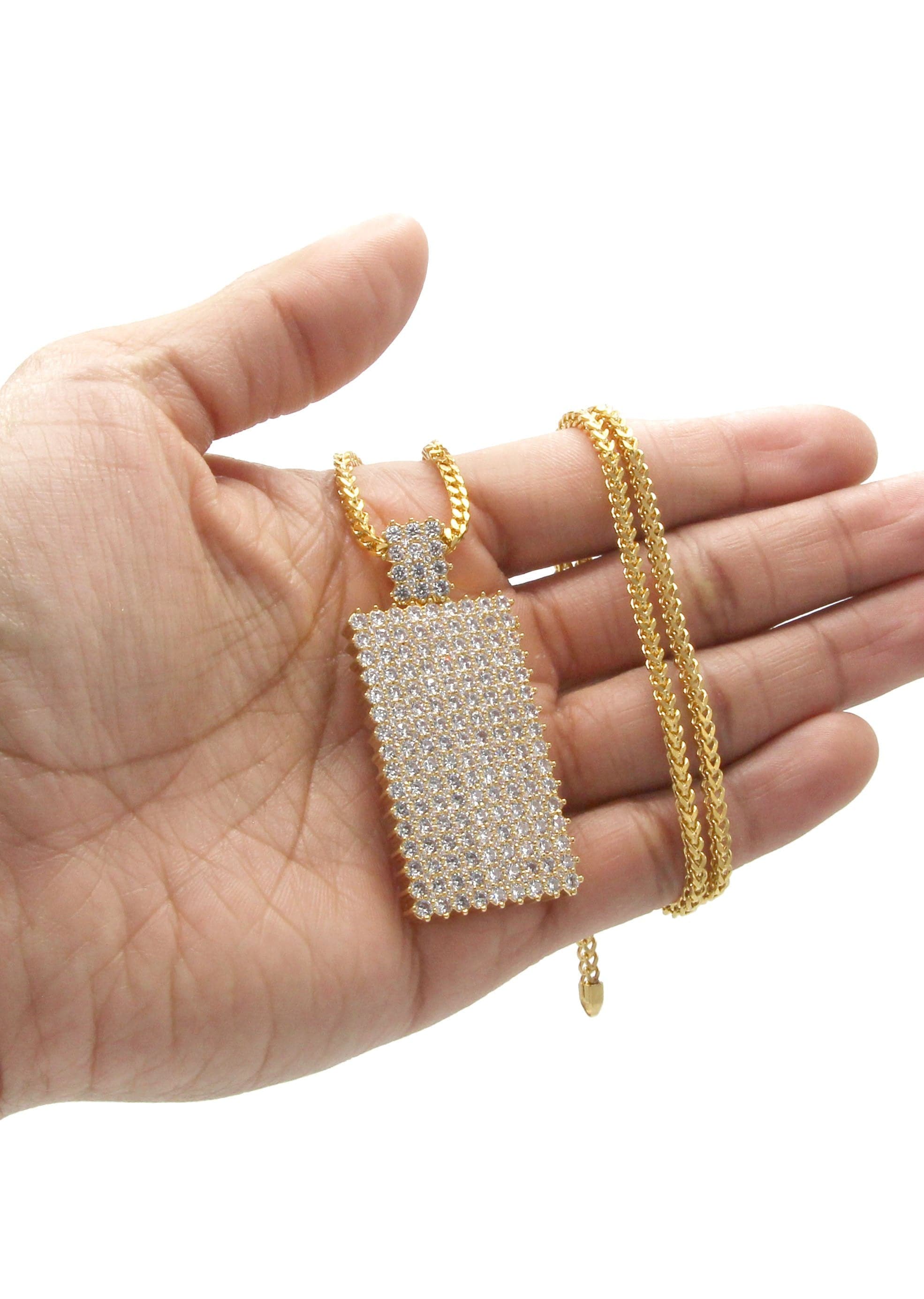 Mens Gold Plated Franco Chain & Dog Tag Pendant | Appx. 28 Grams - Image 6