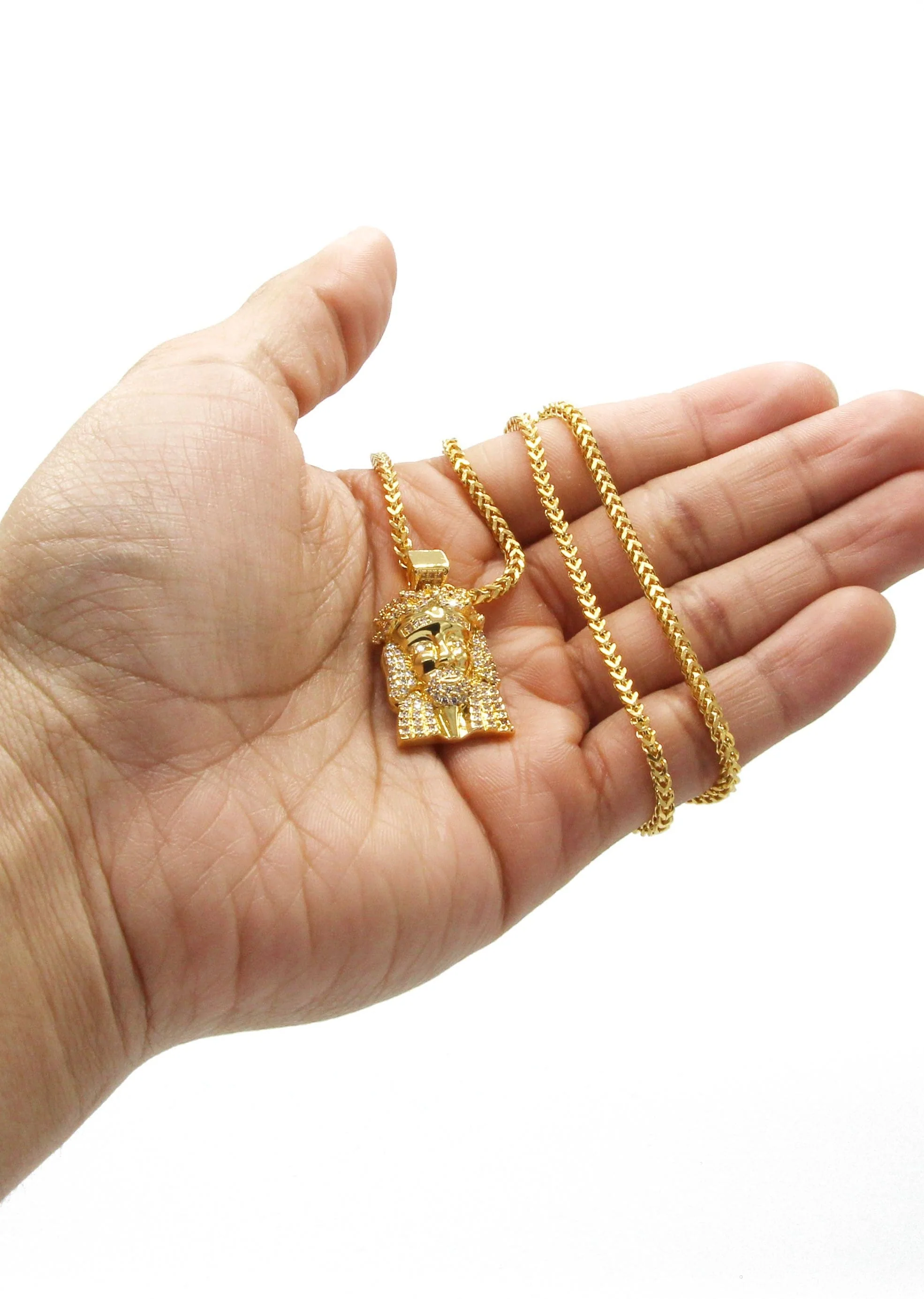Mens Gold Plated Franco Chain & Jesus Piece Chain | Appx. 15.2 Grams - Image 6