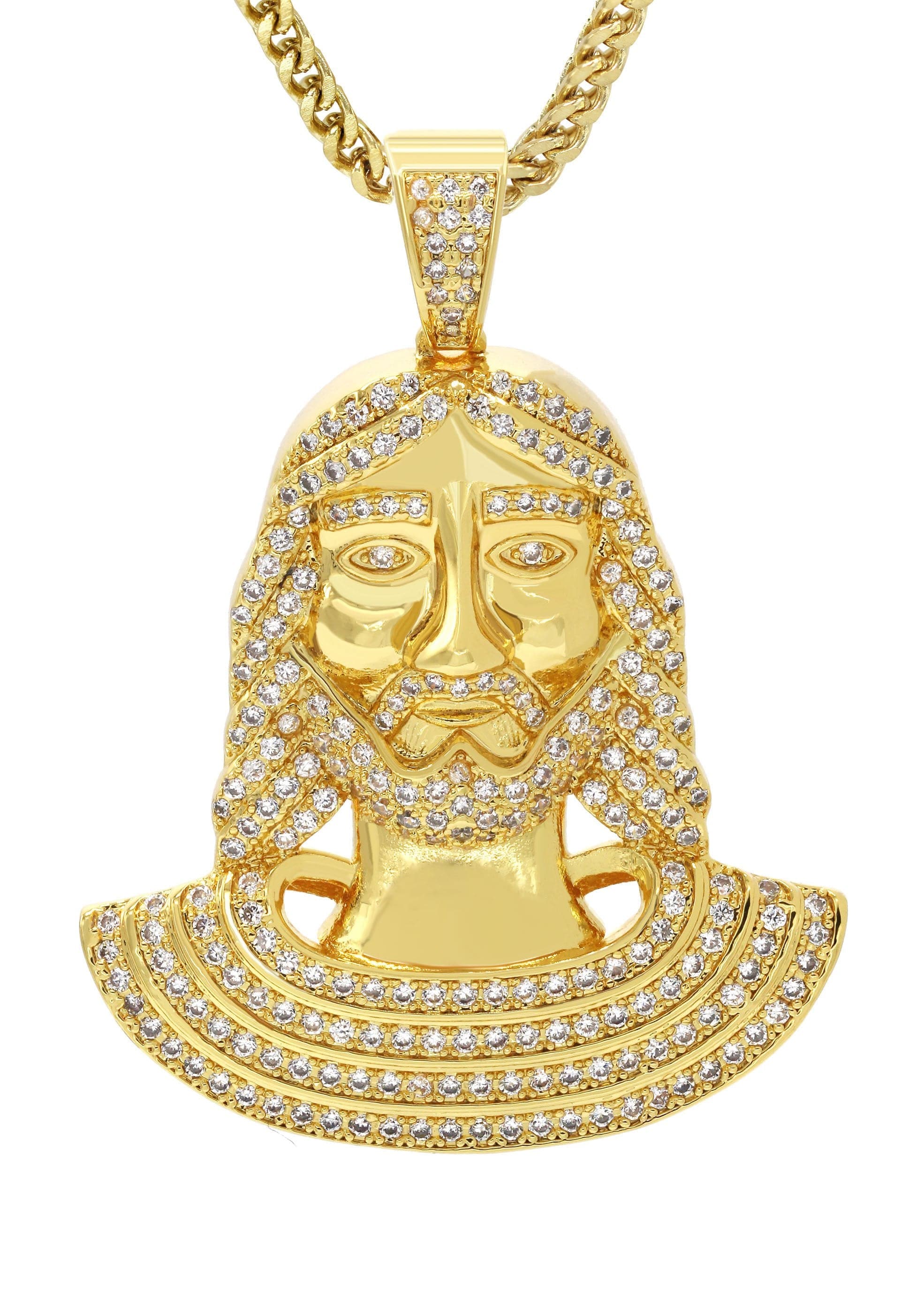 Mens Gold Plated Franco Chain & Jesus Piece Chain | Appx. 22.1 Grams - Image 2