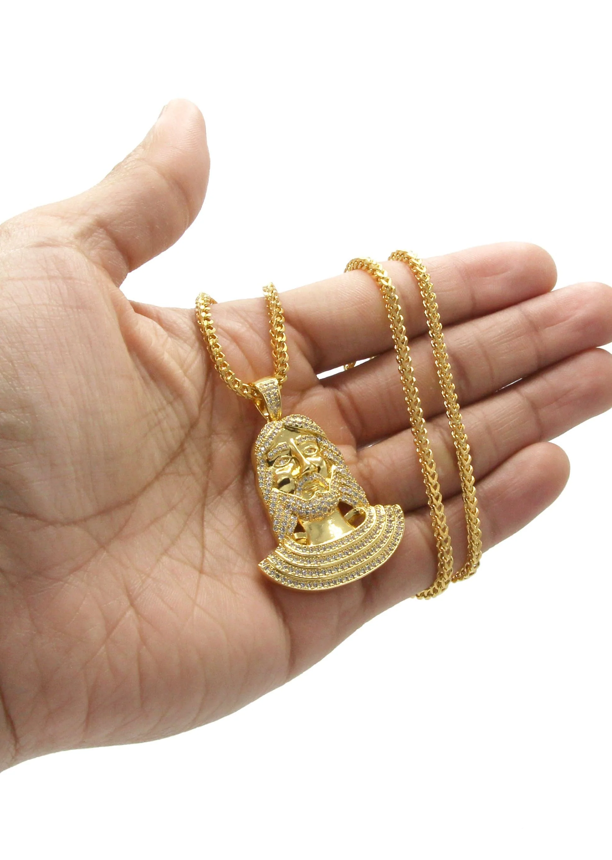 Mens Gold Plated Franco Chain & Jesus Piece Chain | Appx. 22.1 Grams - Image 5