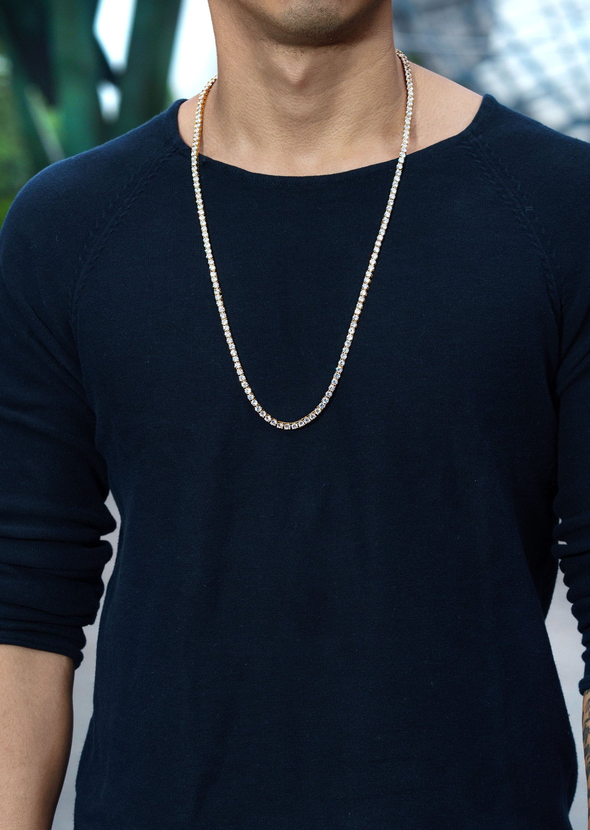 Gold Plated Iced Out Tennis Chain & Bracelet ( 4 Mm ) - Image 2