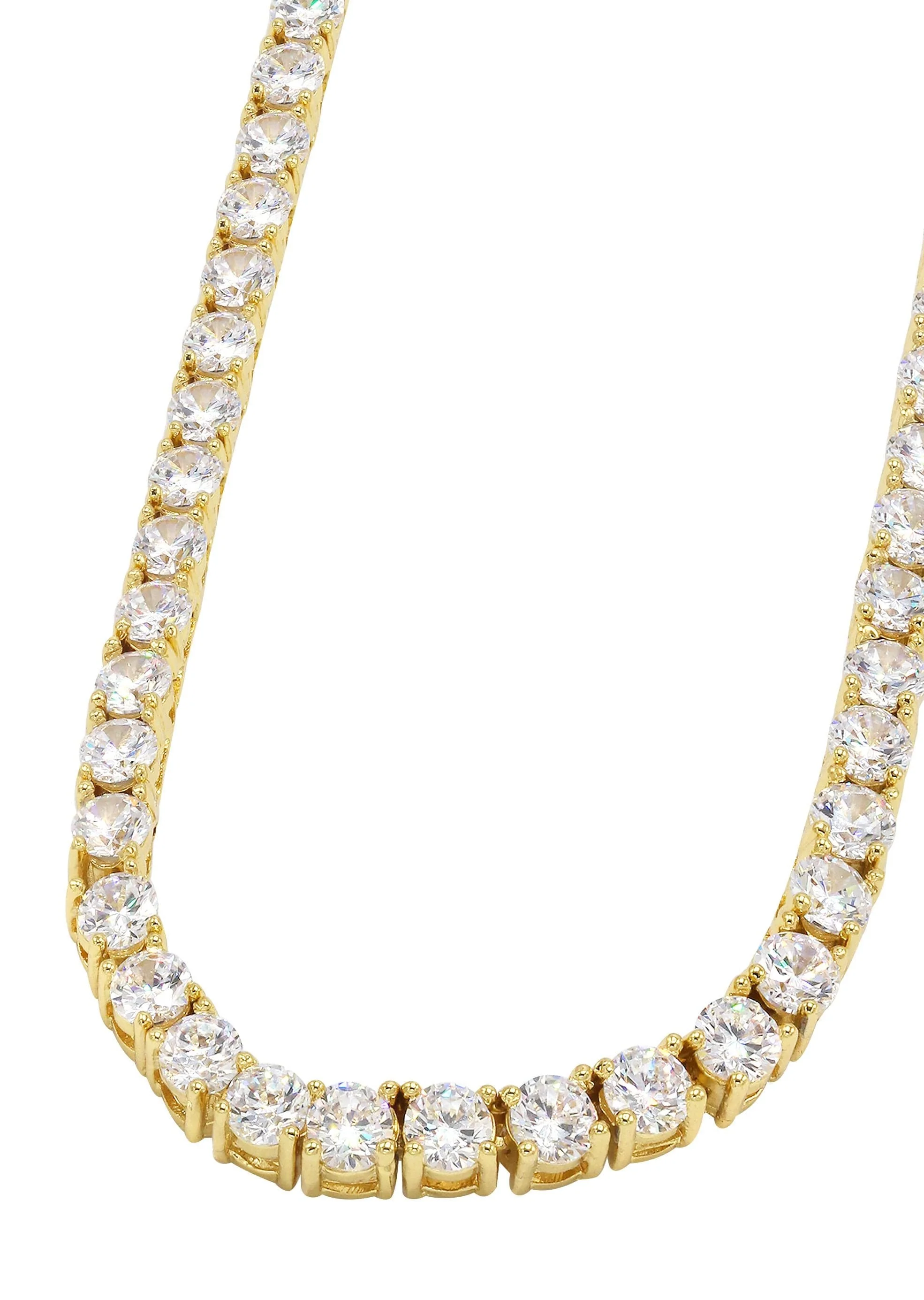 Gold Plated Iced Out Tennis Chain & Bracelet ( 4 Mm ) - Image 5