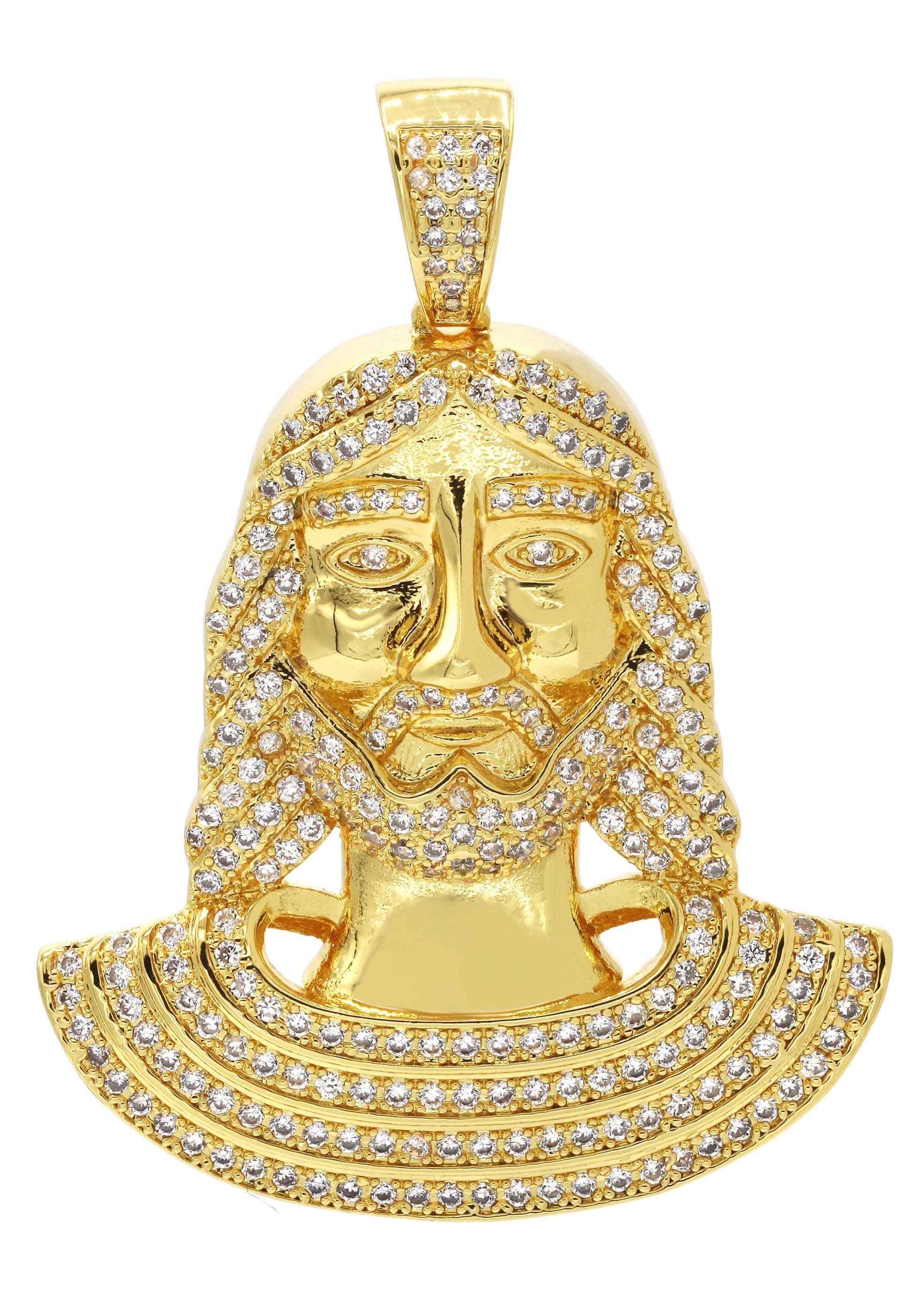 Mens Gold Plated Jesus Head Pendant | 14.1 Grams